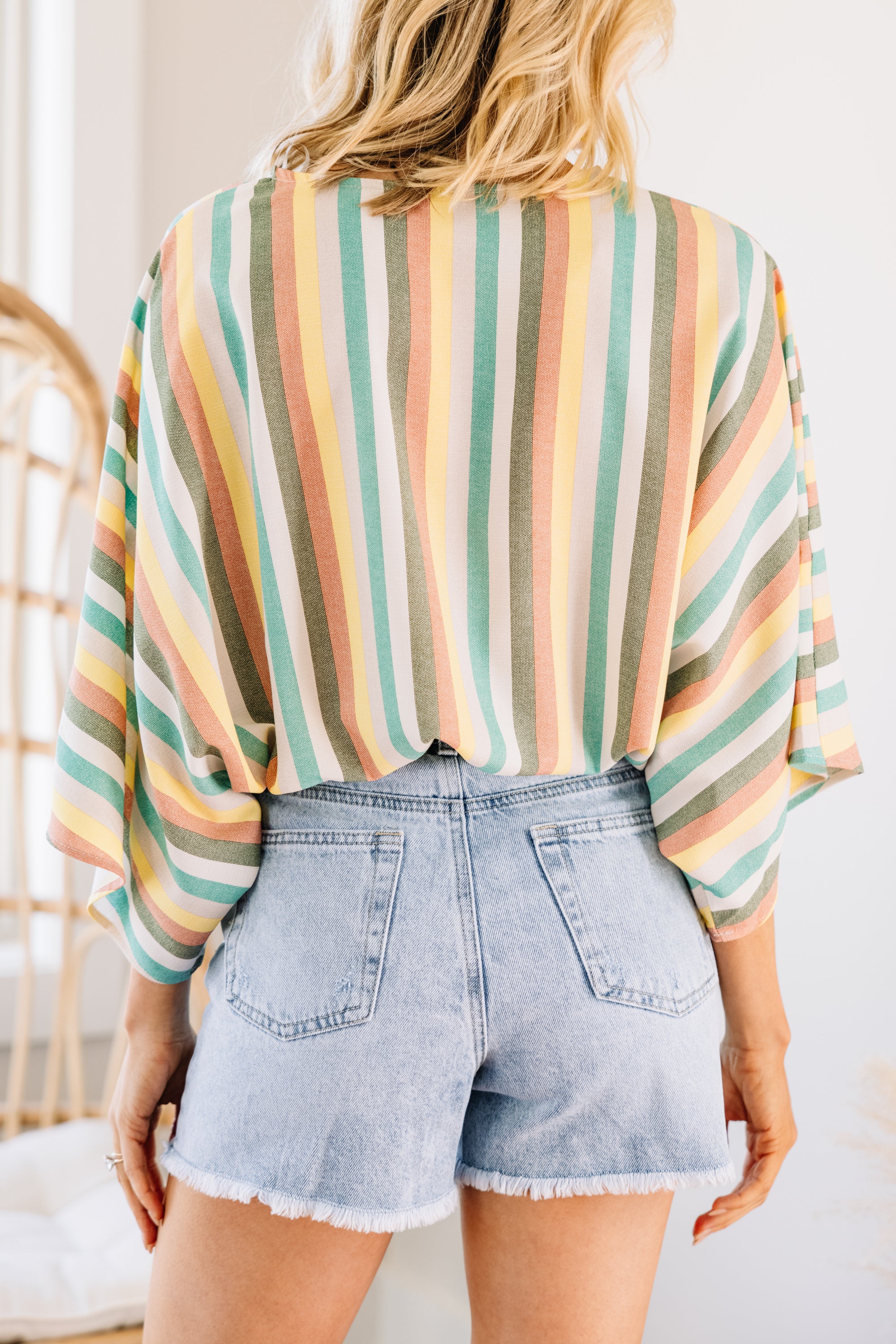 Gorgeous Groovy Gal Olive Green Striped Bodysuit