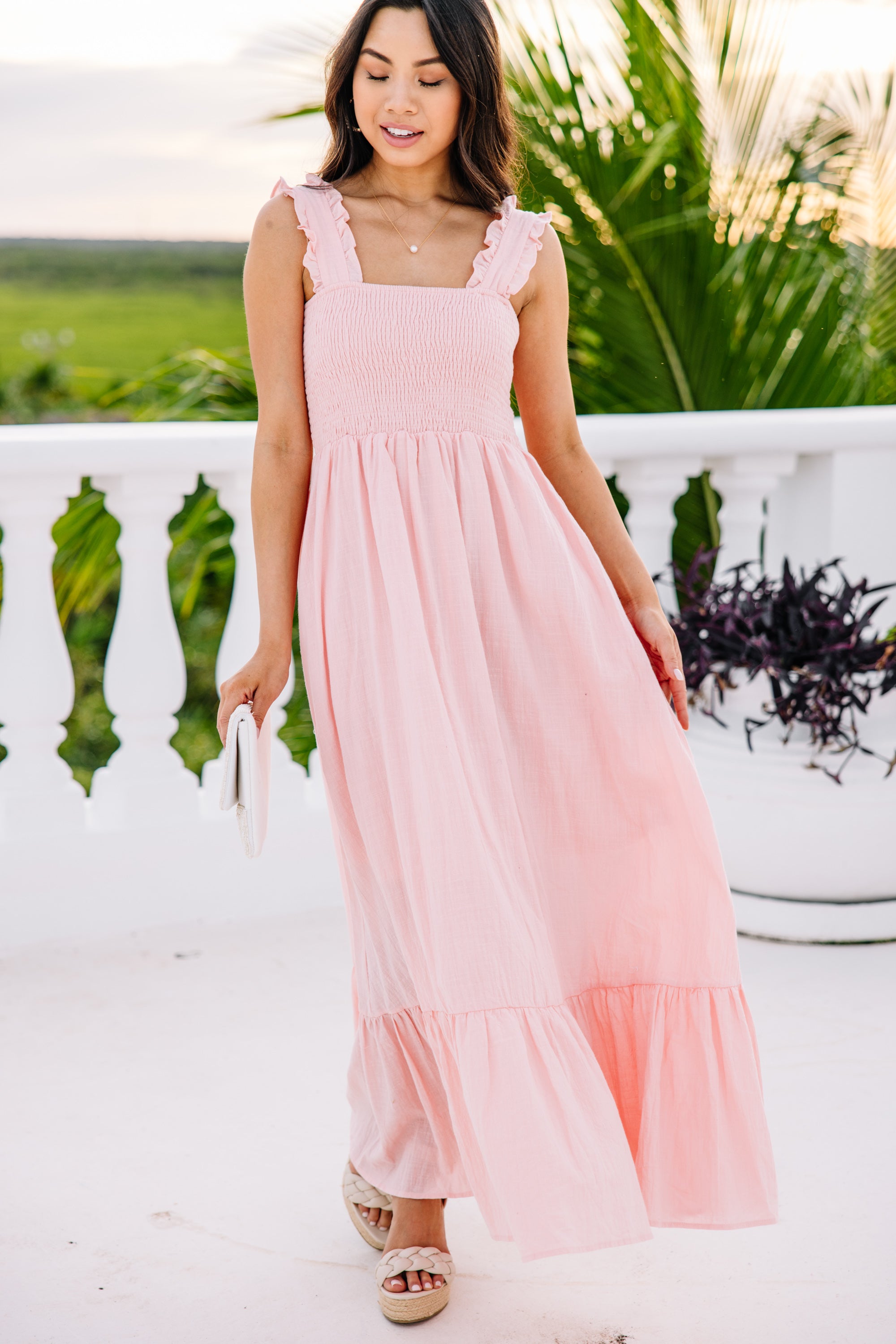 Irresistible Blush Pink Smocked Maxi Dress for Dreamy Dates