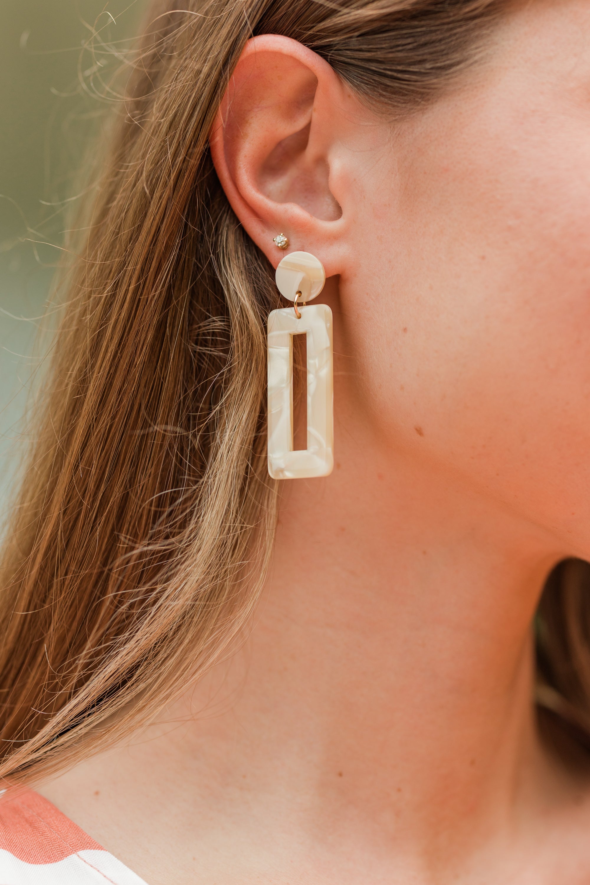 Love-Ensuring Cream White Geometric Earrings