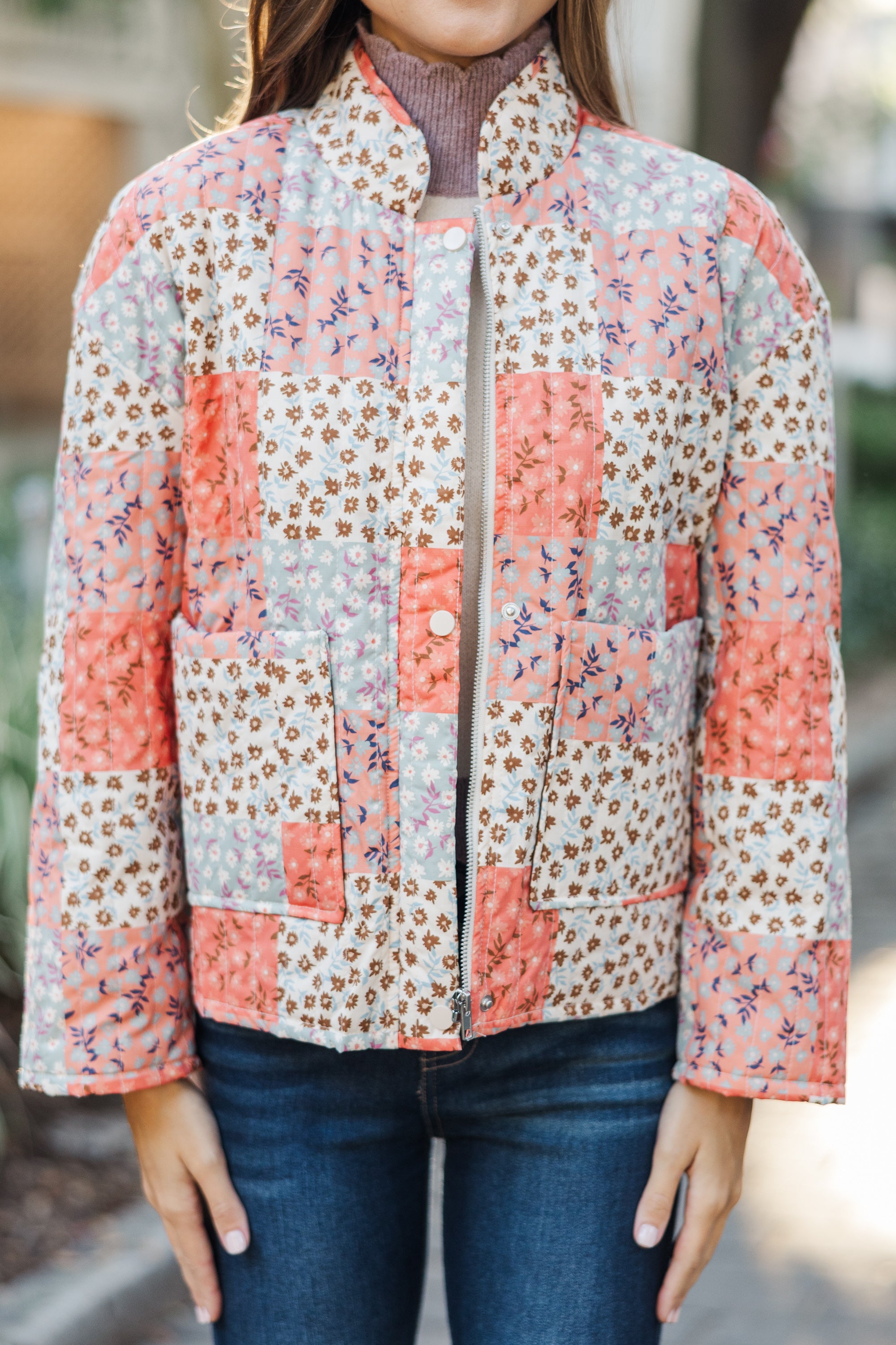 Gorgeous All - In - A - Day Multi - Colored Floral Patchwork Jacket