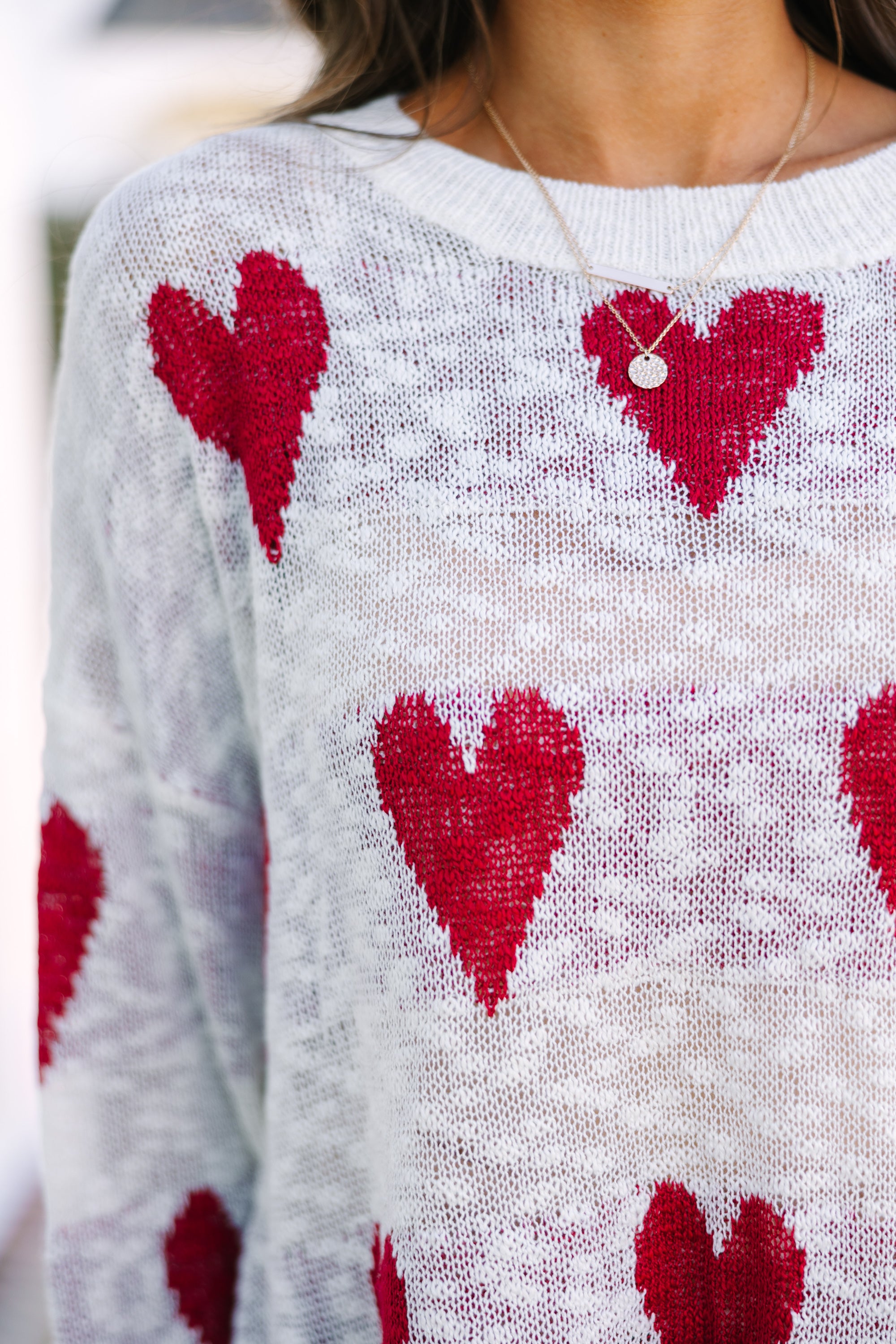Royal Queen Ivory White Heart Print Sweater - Feel Like Royalty!
