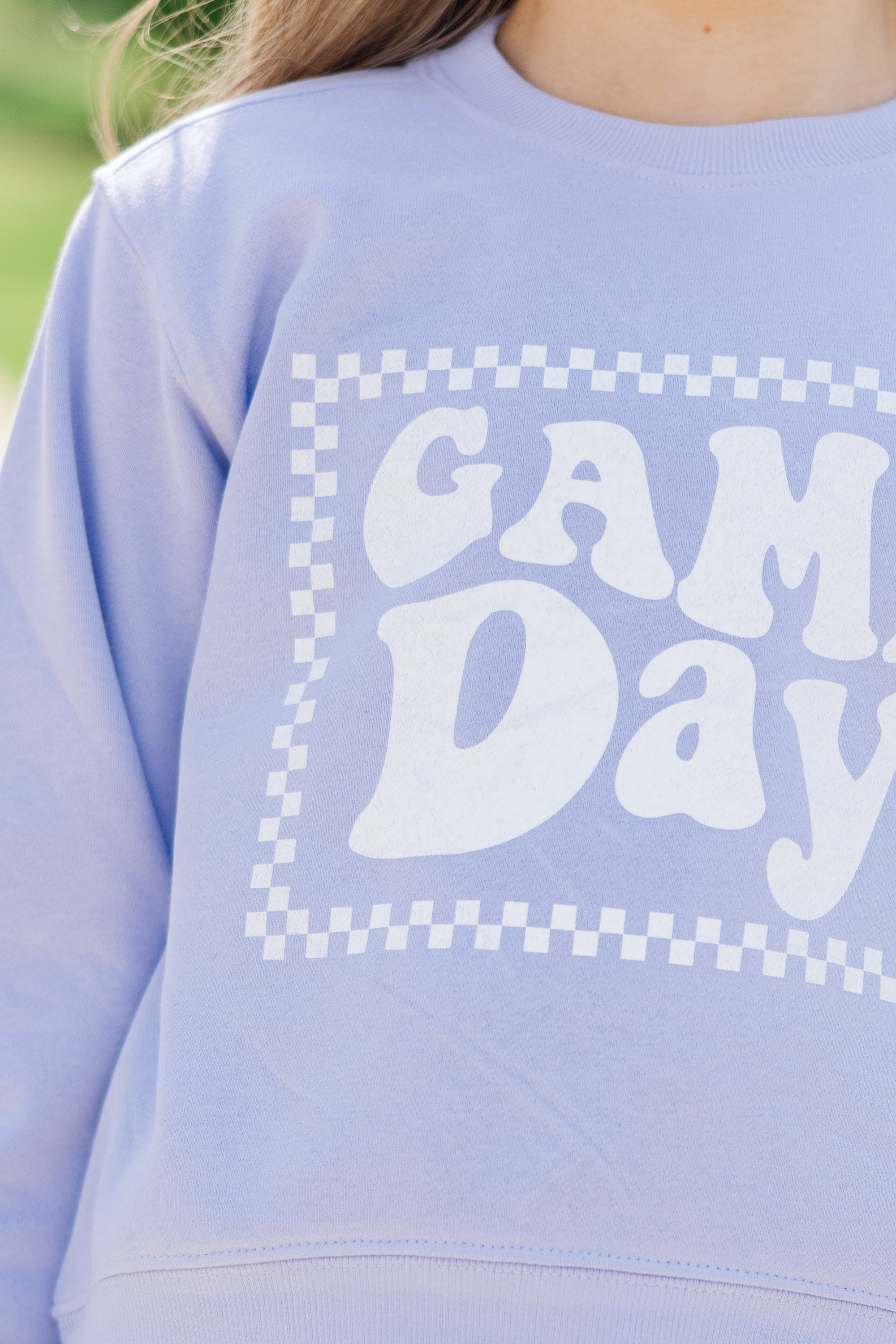 Girls' Must-Have: Retro Game Day Lavender Purple Graphic Sweatshirt