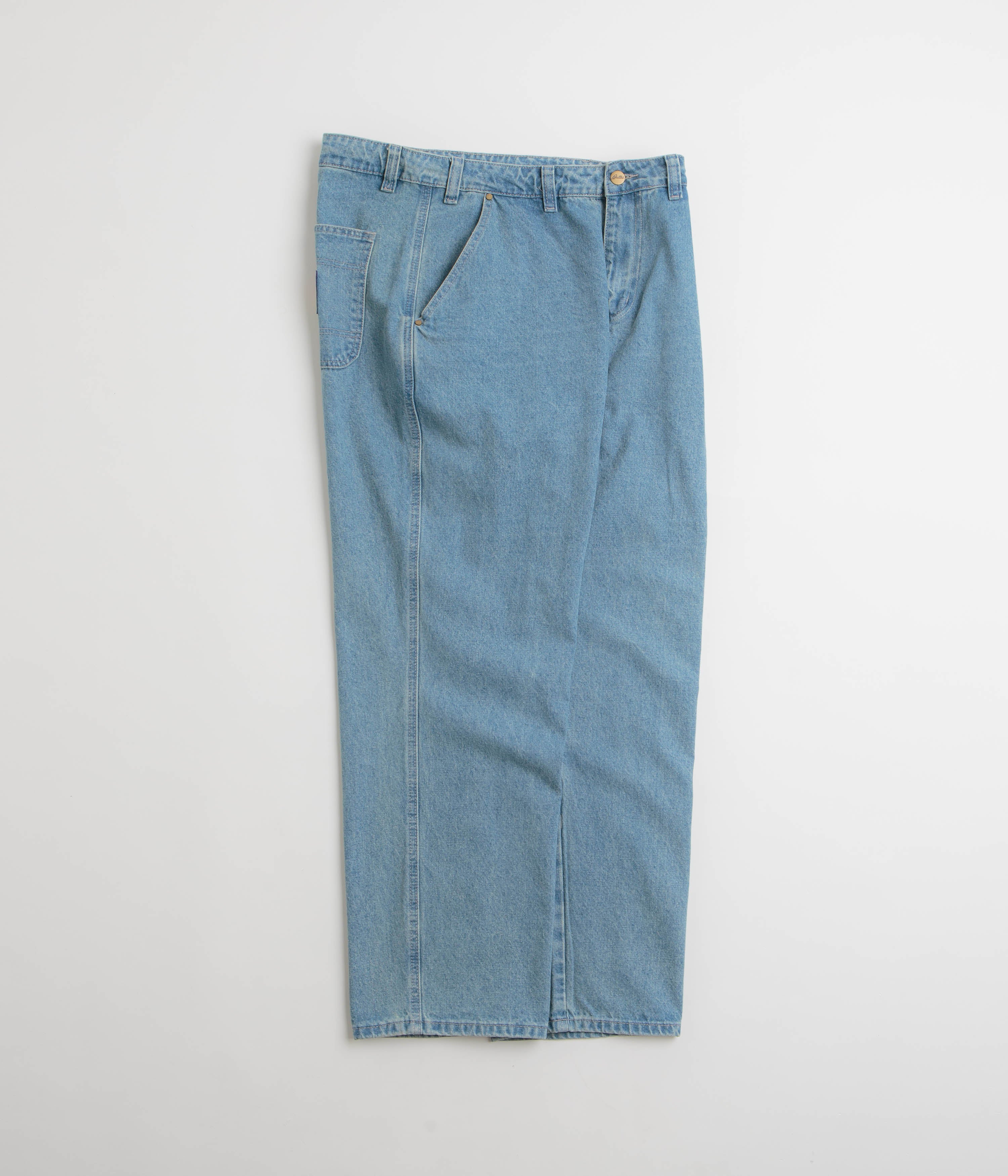 Butter Goods Distressed Washed Indigo Work Pants - Baggy Style