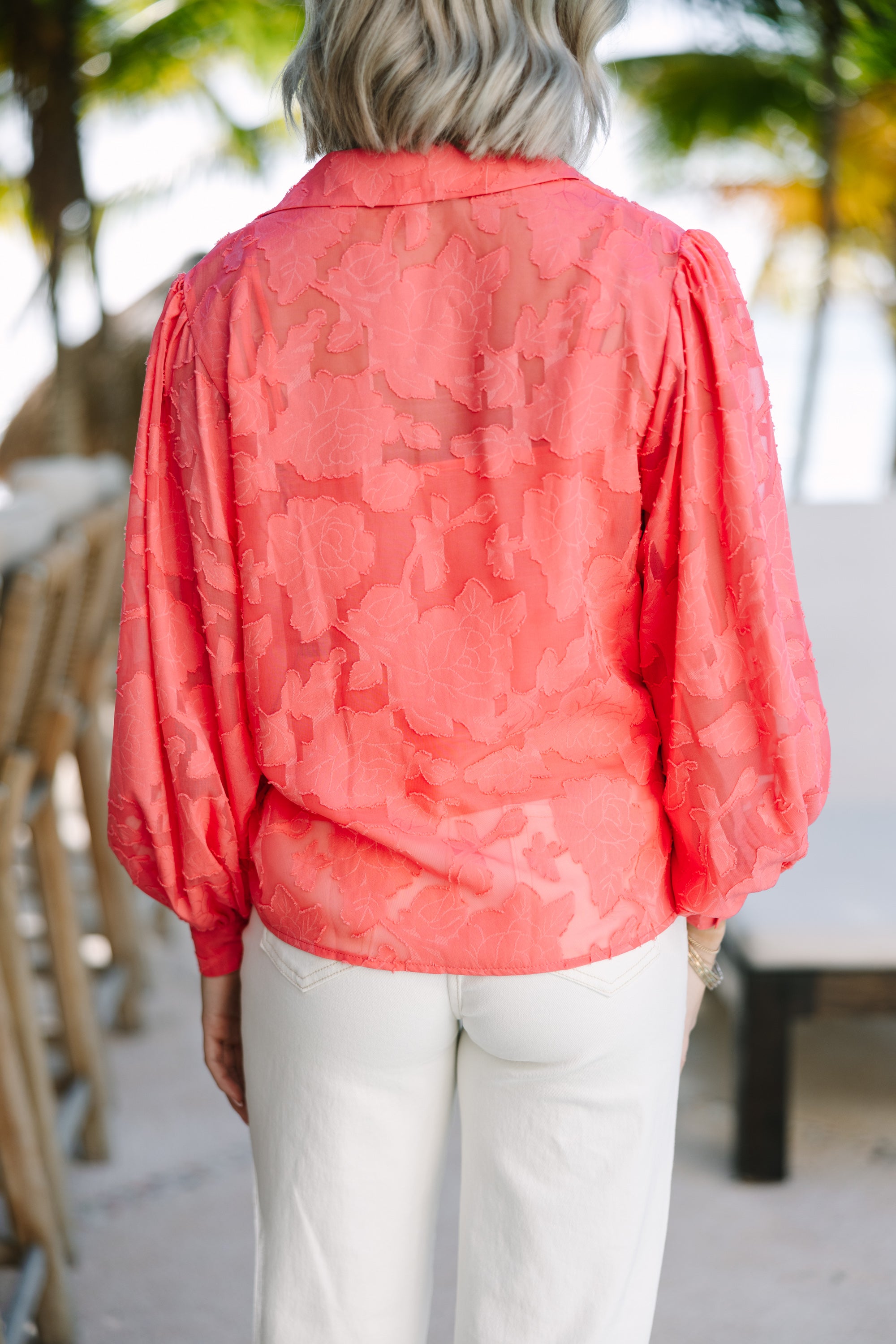 Gorgeous Pink Textured Blouse: All Details Count!