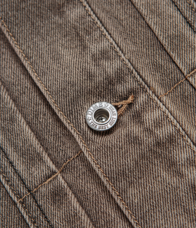 Dime Dipped Sandblasted Brown Denim Jacket - A Fashion Statement