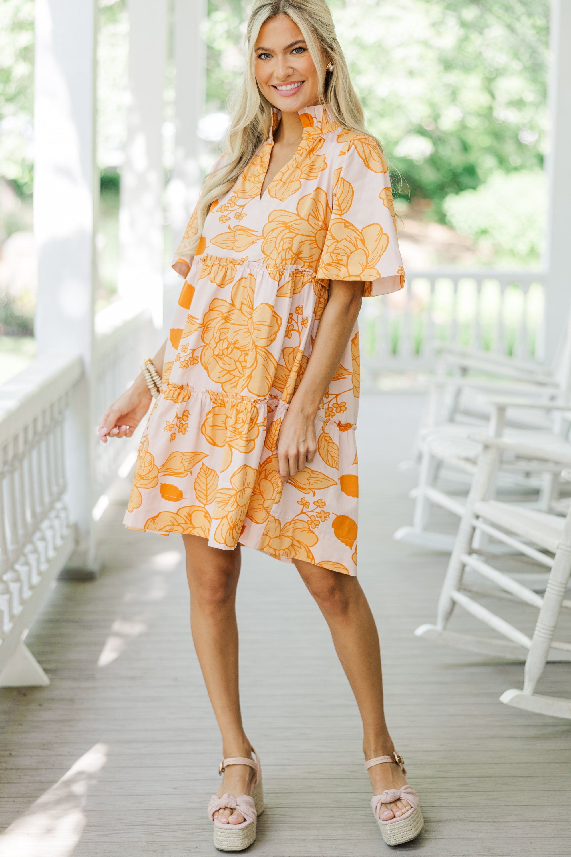 Gorgeous Mustard Yellow Floral Dress for Your Best Days