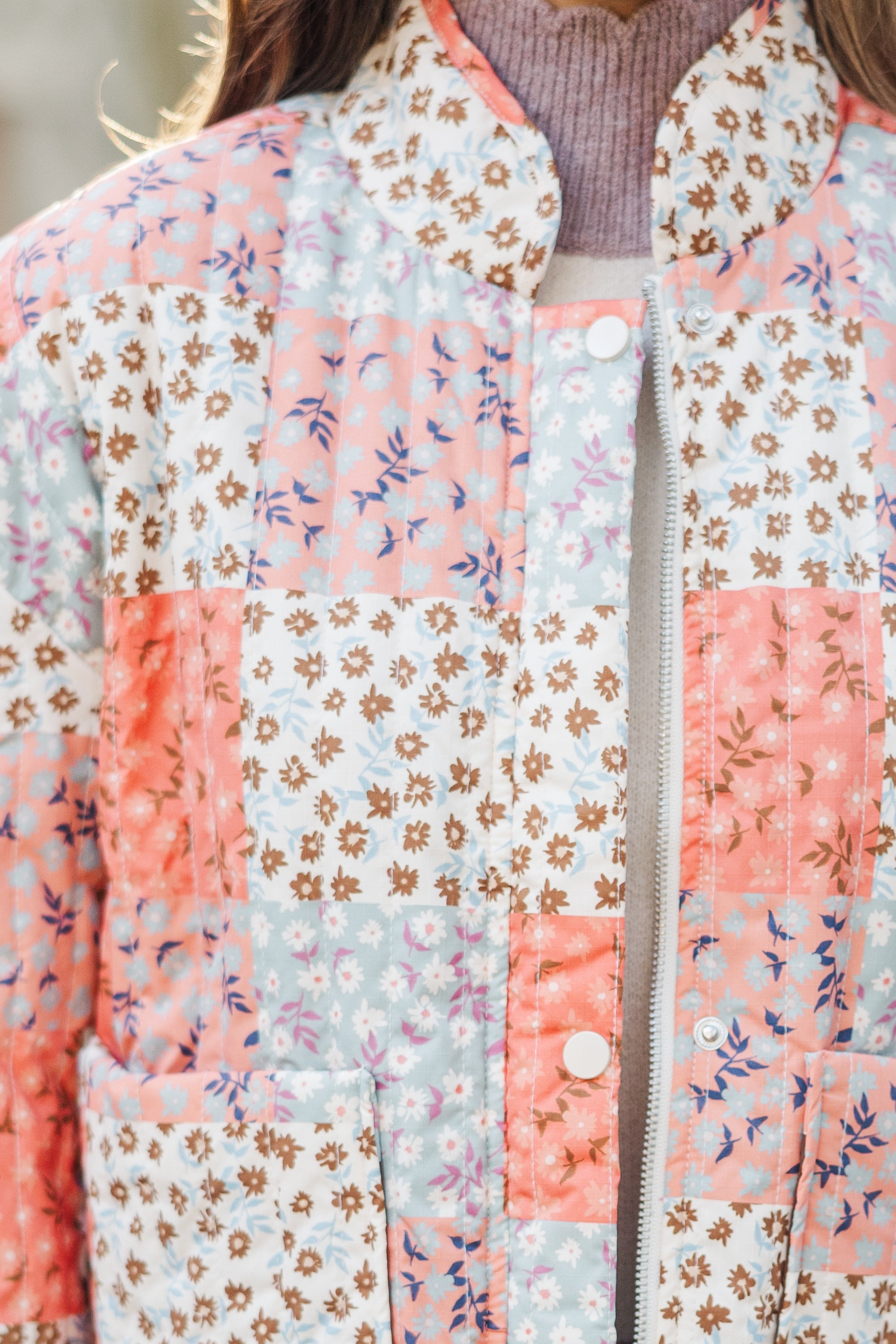 Gorgeous All - In - A - Day Multi - Colored Floral Patchwork Jacket