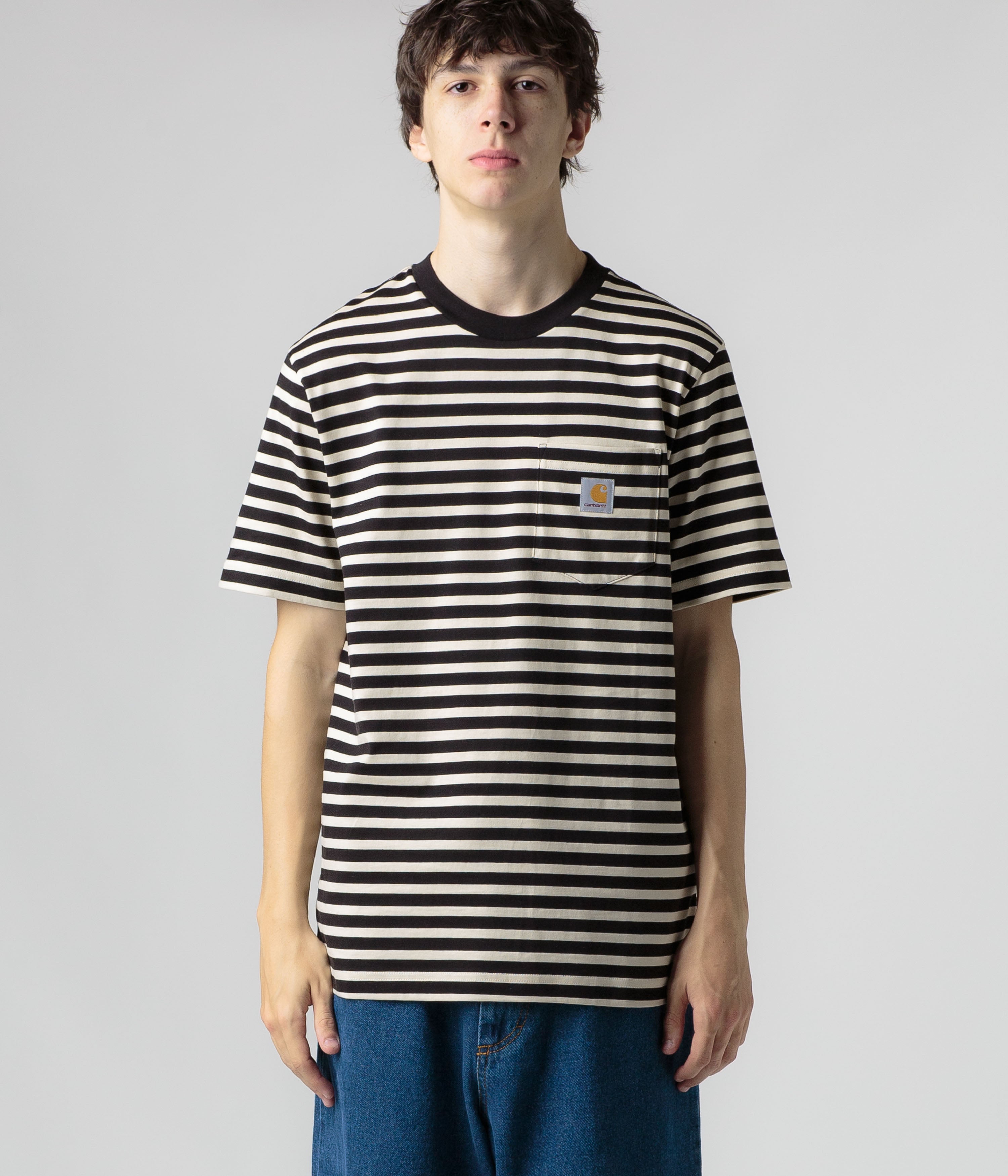 Carhartt Seidler Pocket T-Shirt - Striking Seidler Stripe, Salt & Black
