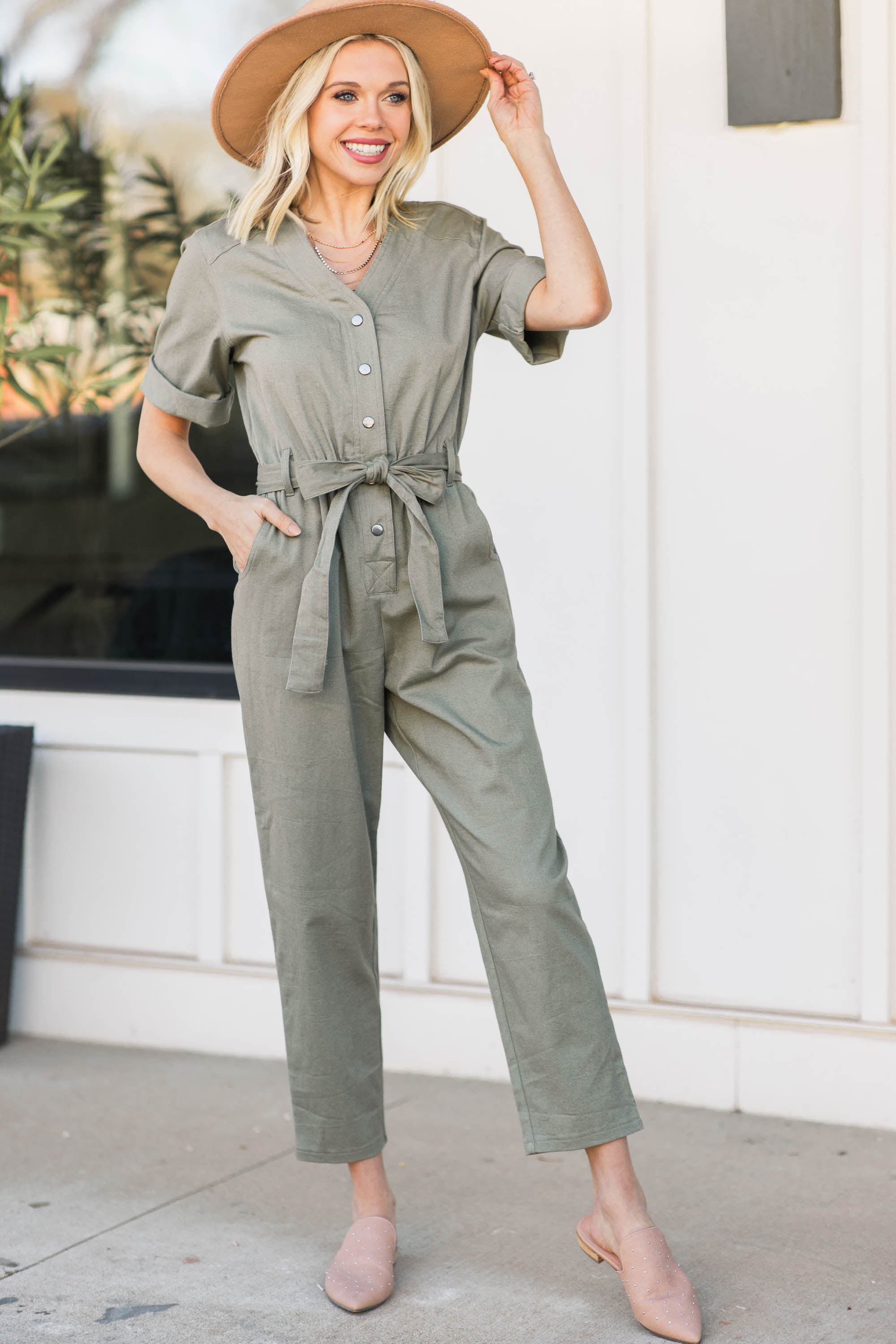 Fabulous Olive Green Utility Jumpsuit - Spring Essential