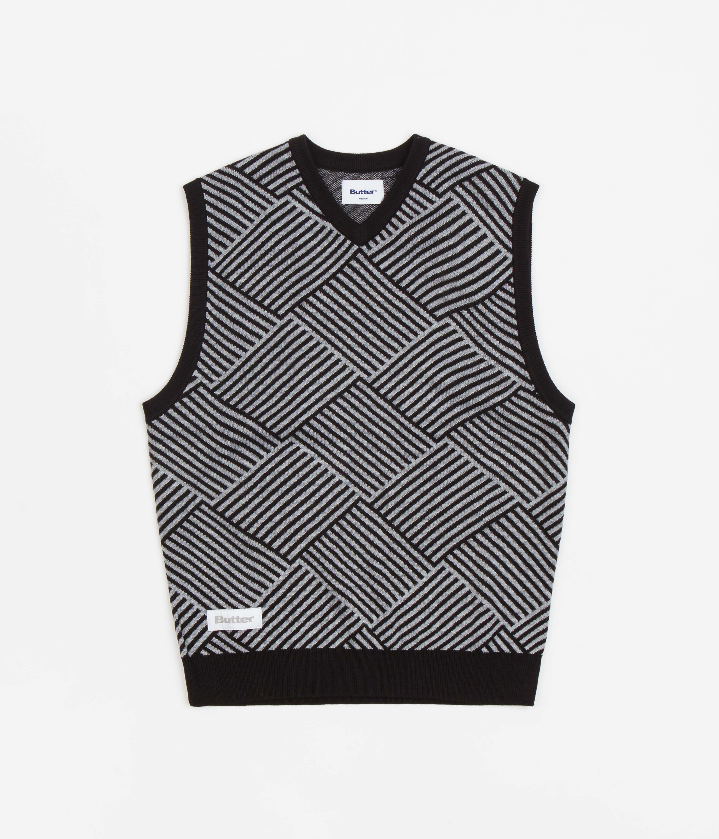 Butter Goods Stylish Black & Grey Parquet Knit Vest - Grab Yours Now!