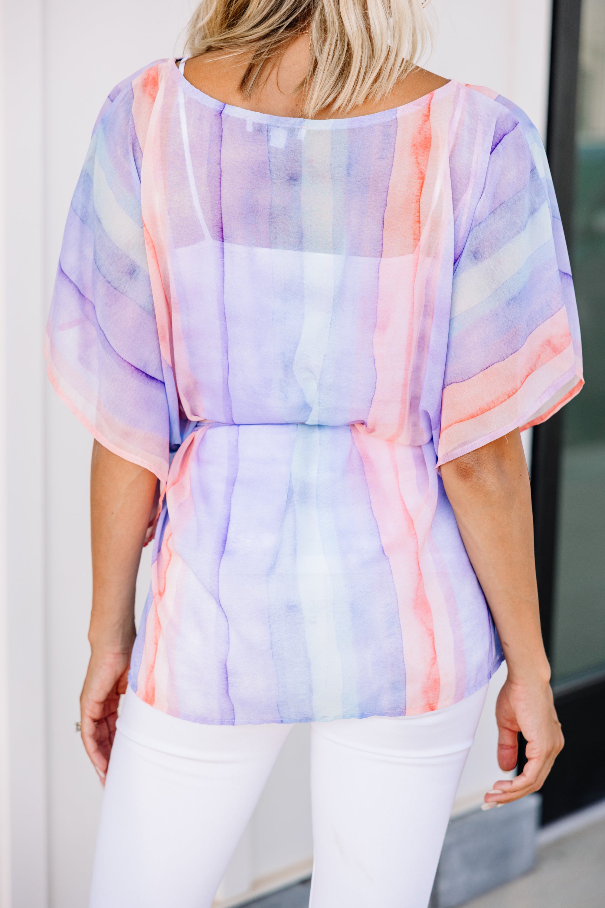 Enchanting Lavender Purple Striped Blouse