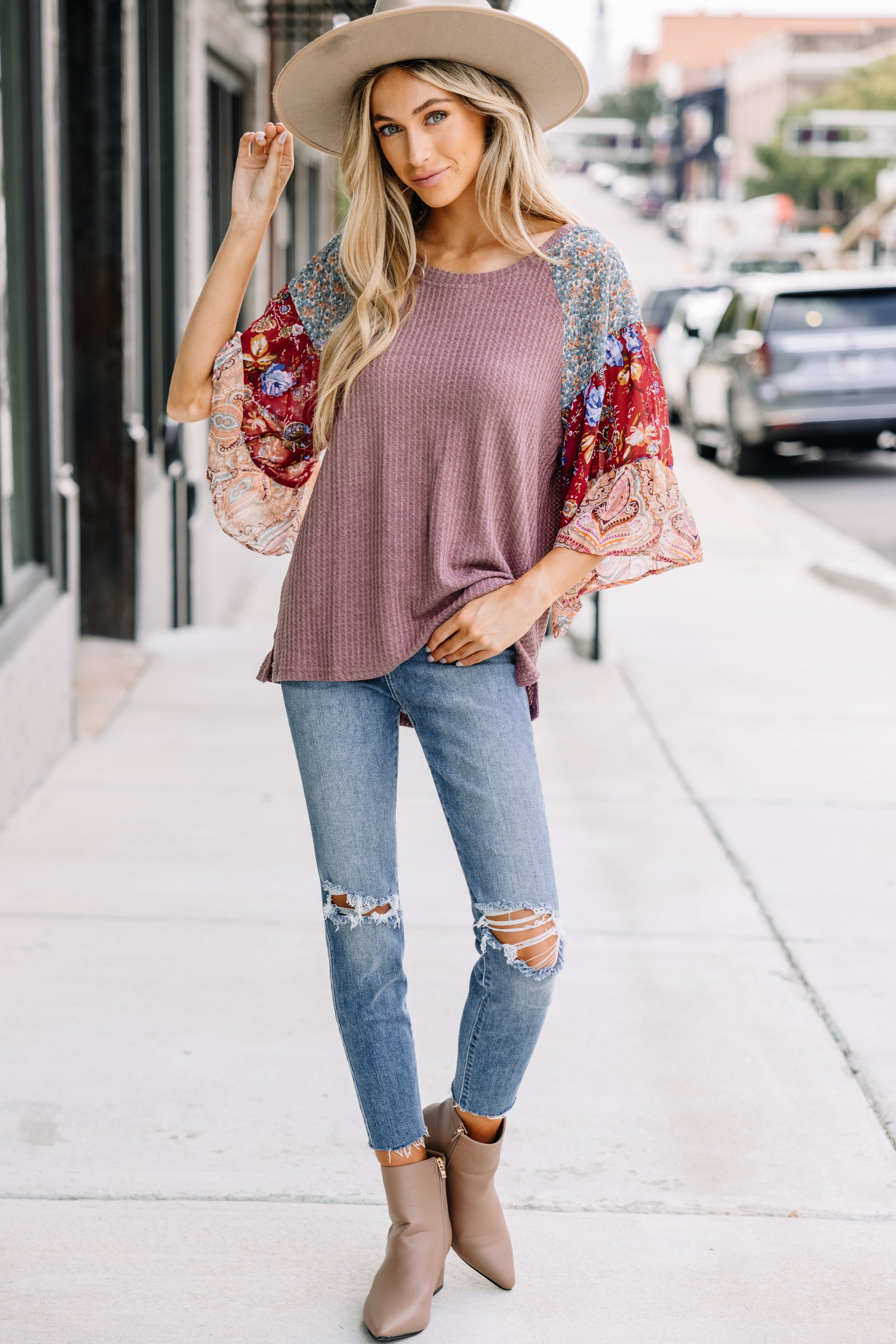 Gorgeous Berry Red Paisley Top - A Must-Have!