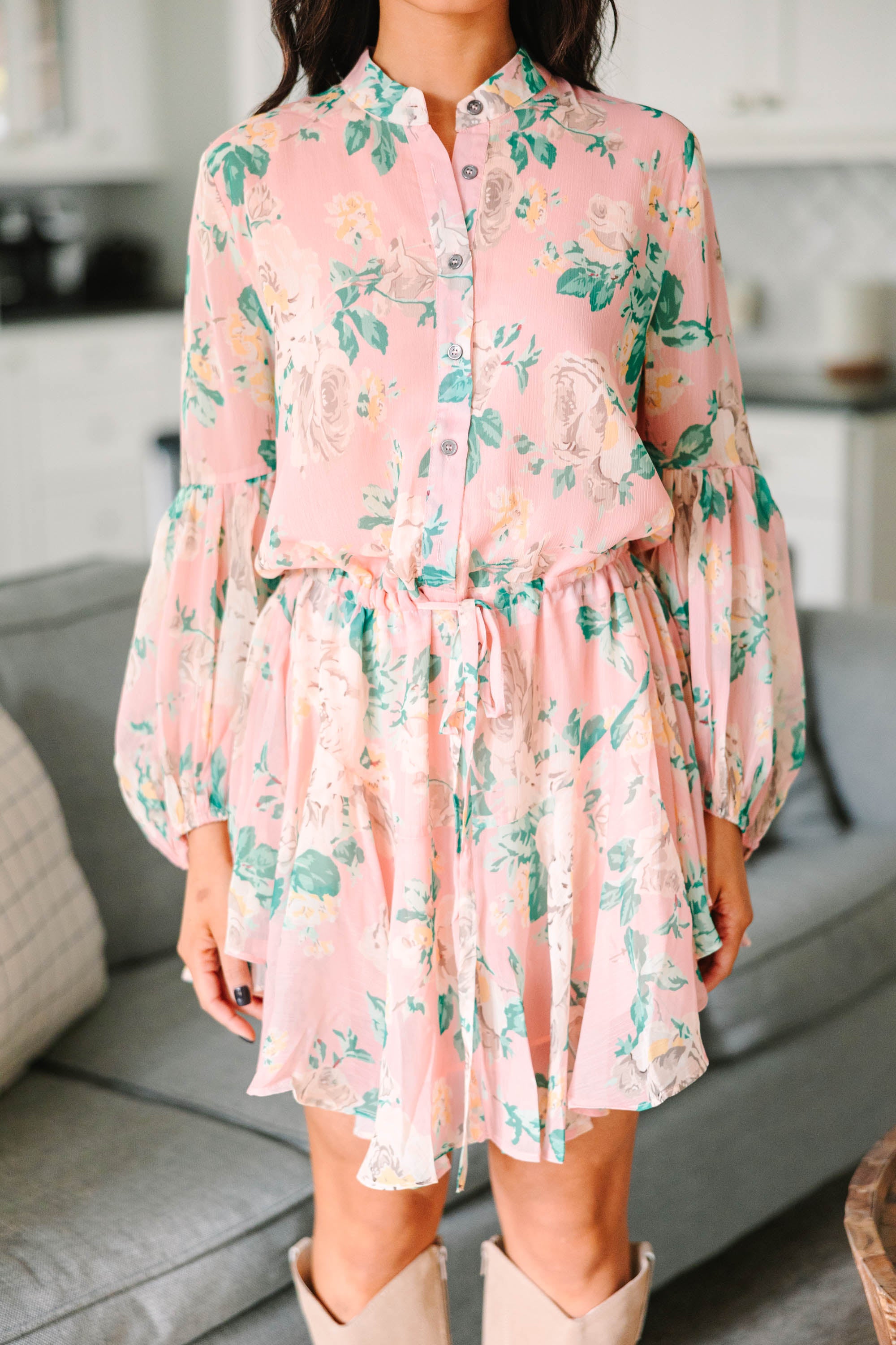 Enchanting Pink Floral Dress - Feel Special Every Wear!
