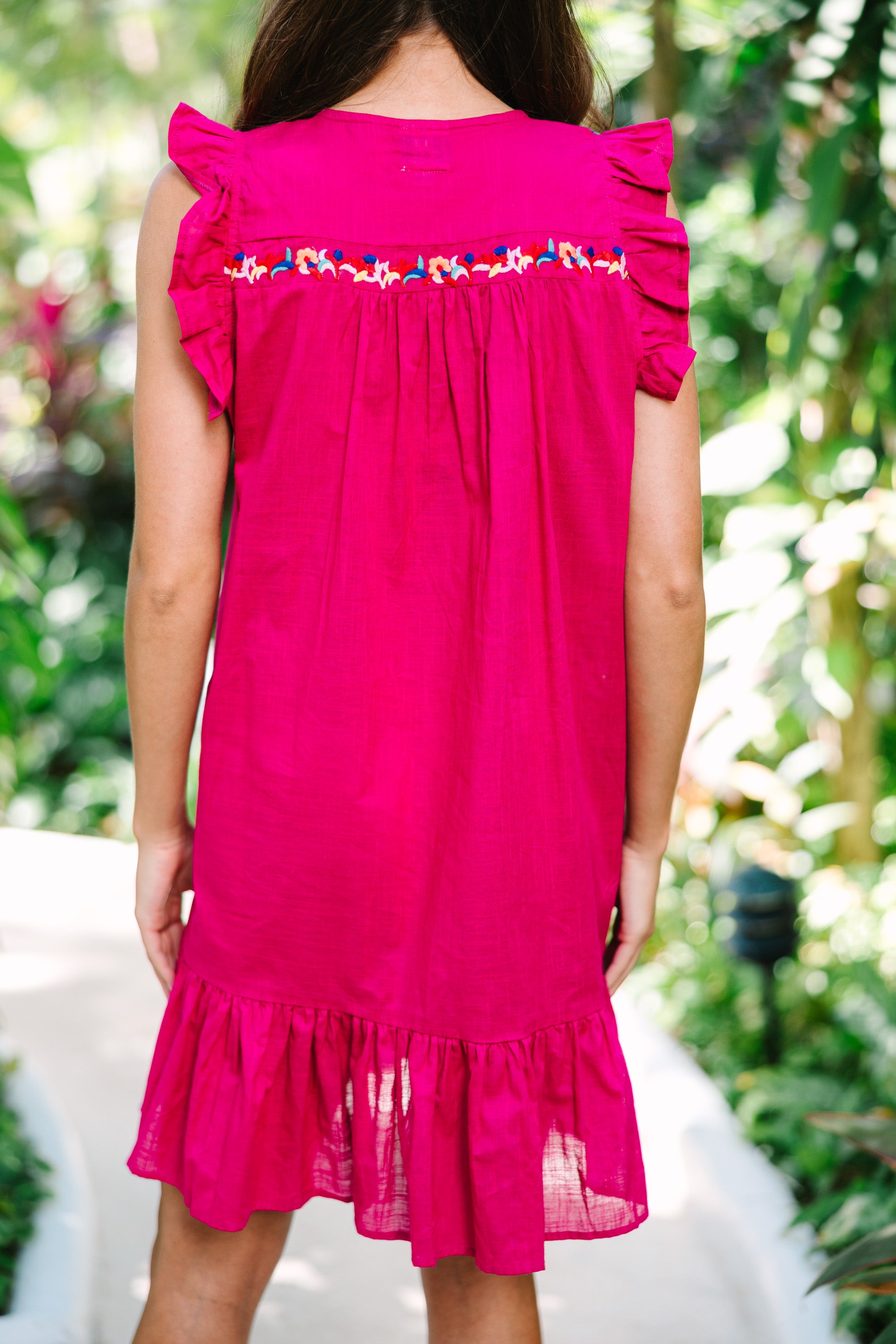 Be Stunning in Fuchsia Pink Embroidered Dress