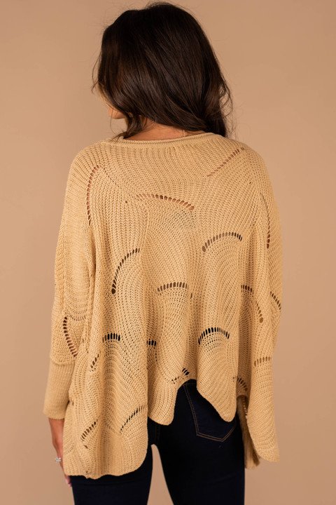 Joyful Together Beige Brown Loose Knit Spring Sweater