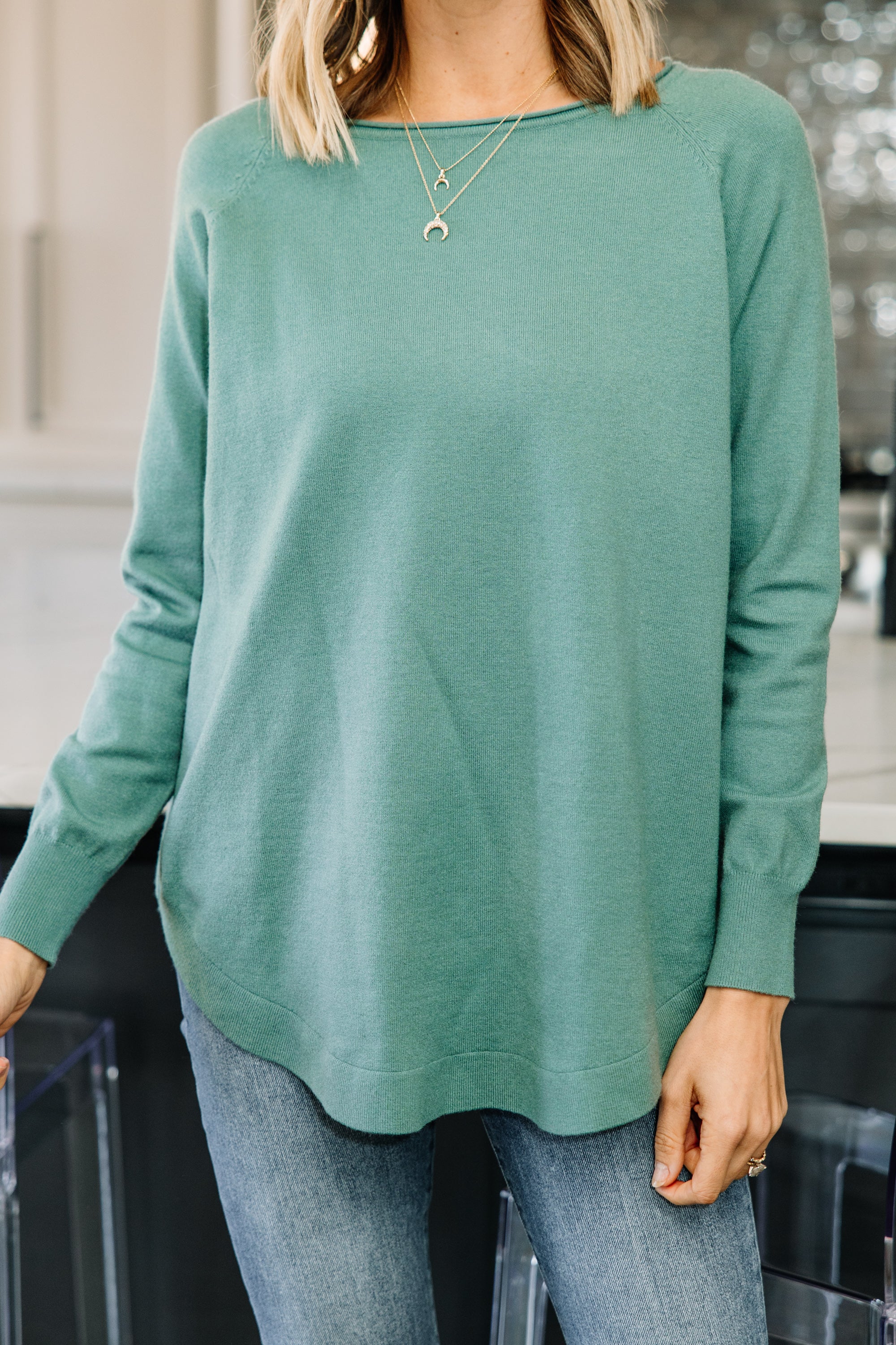Irresistible Sage Green Classic Tunic for Girls