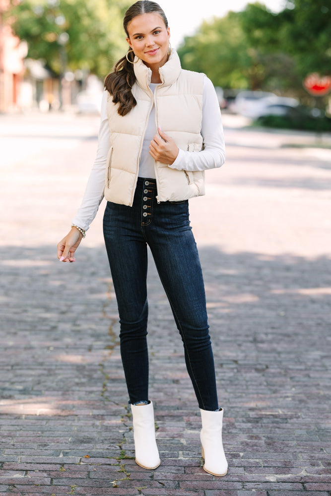 Charming Eyes On You Taupe Brown Puffer Vest - A Must - Have for Fall and Winter