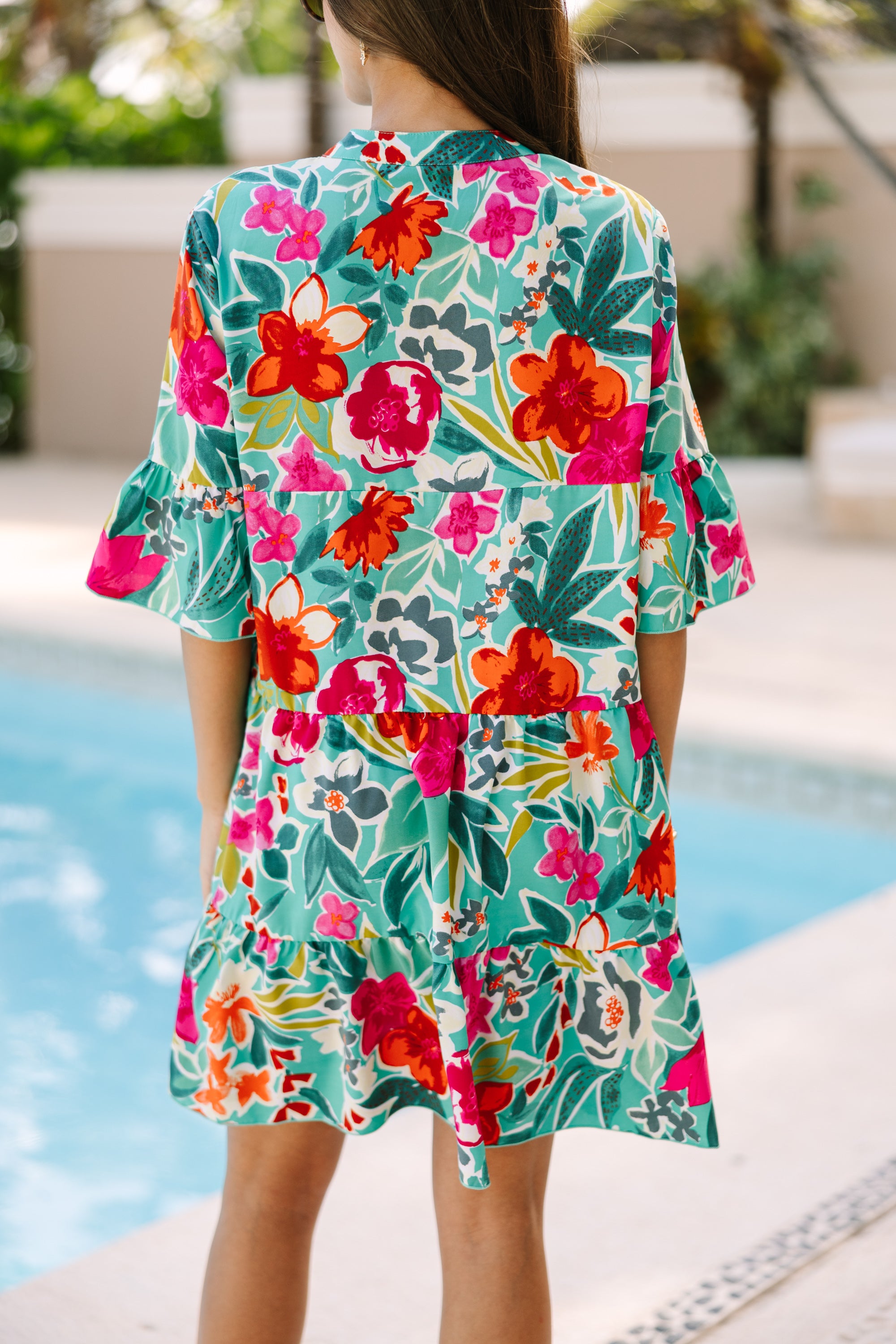 Enchanting Love - Jade Green Floral Dress