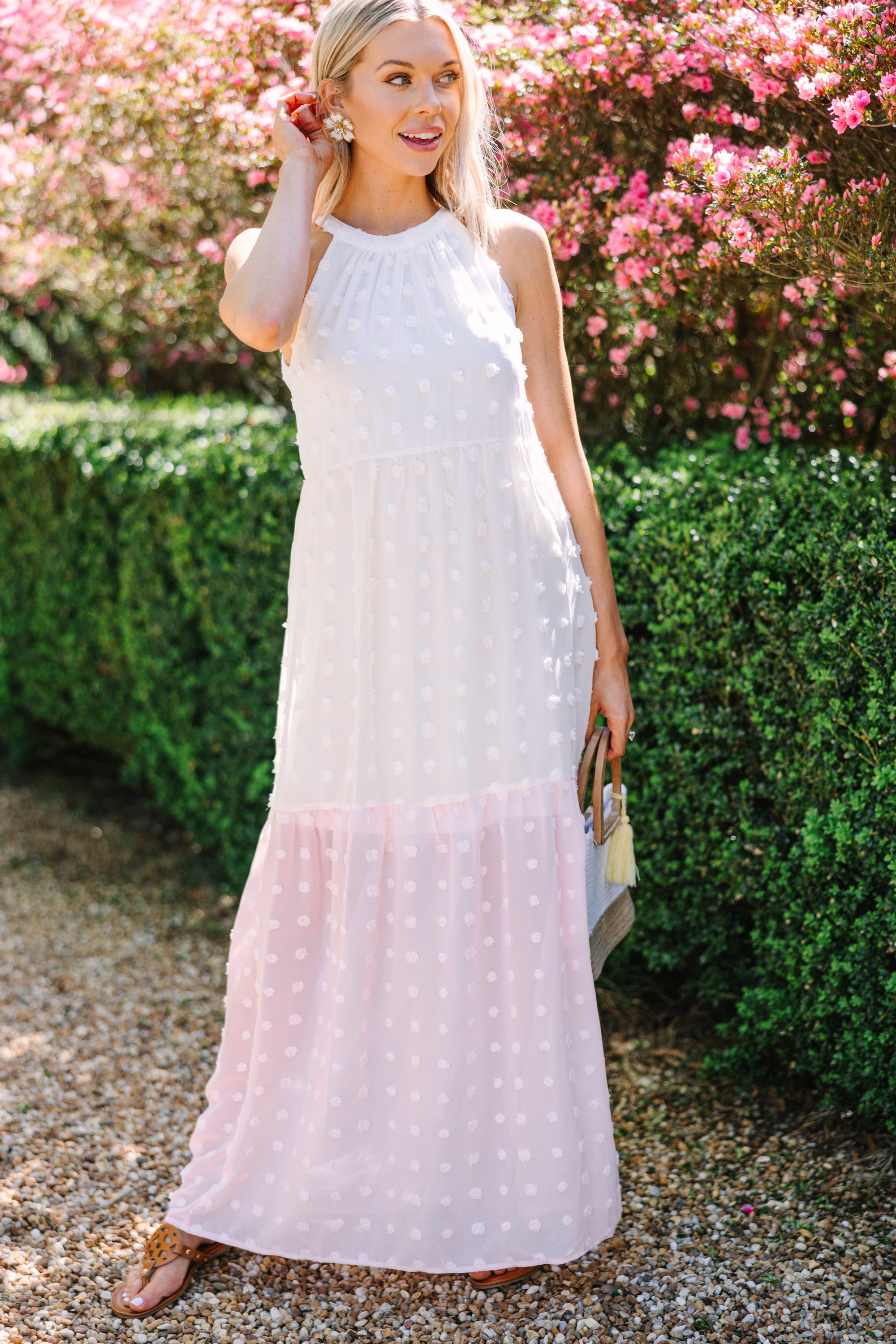 Enchanting All On You Ivory White Swiss Dot Maxi Dress