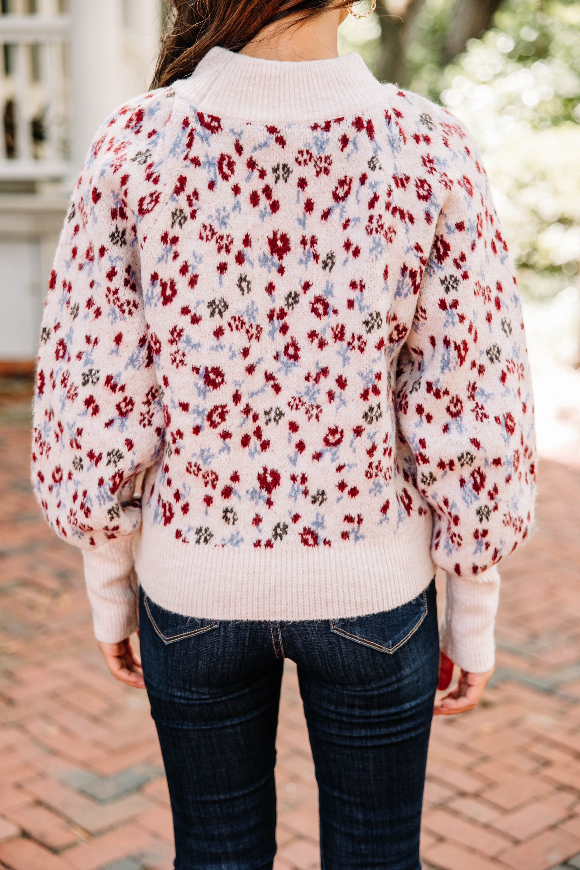 All-In-Fun Natural White Floral Delight Sweater
