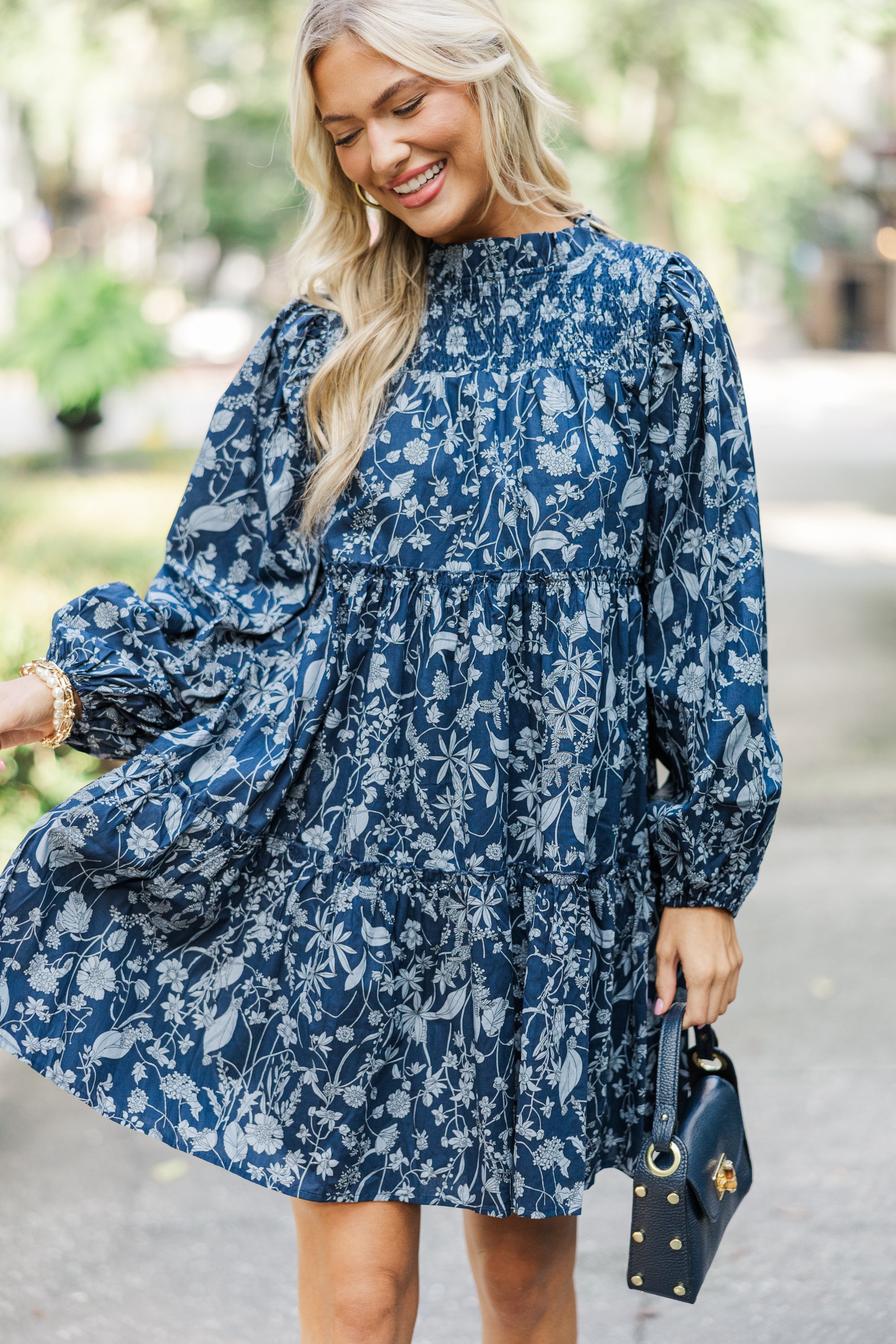 Be Your Best Navy Toile Babydoll Dress - The Ultimate Autumn Style