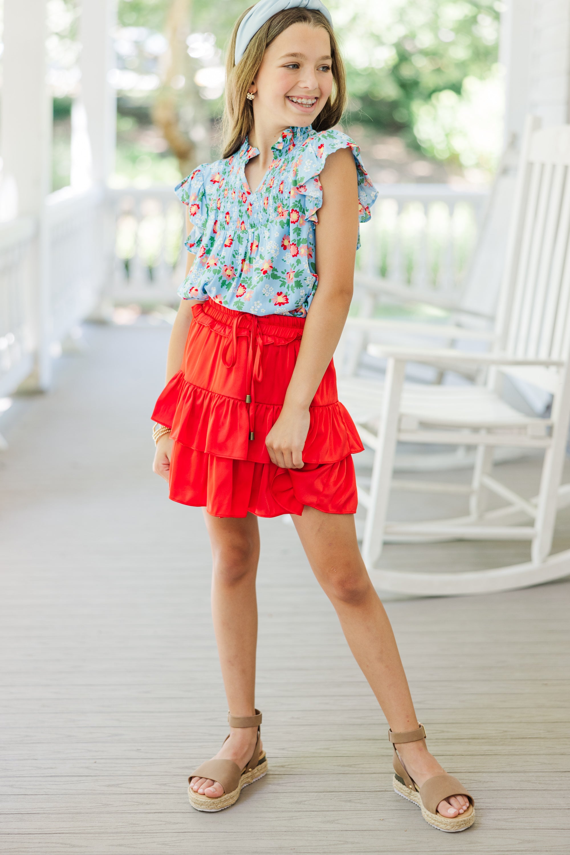 Irresistible Girls' Light Blue Floral Pick-and-Choose Blouse