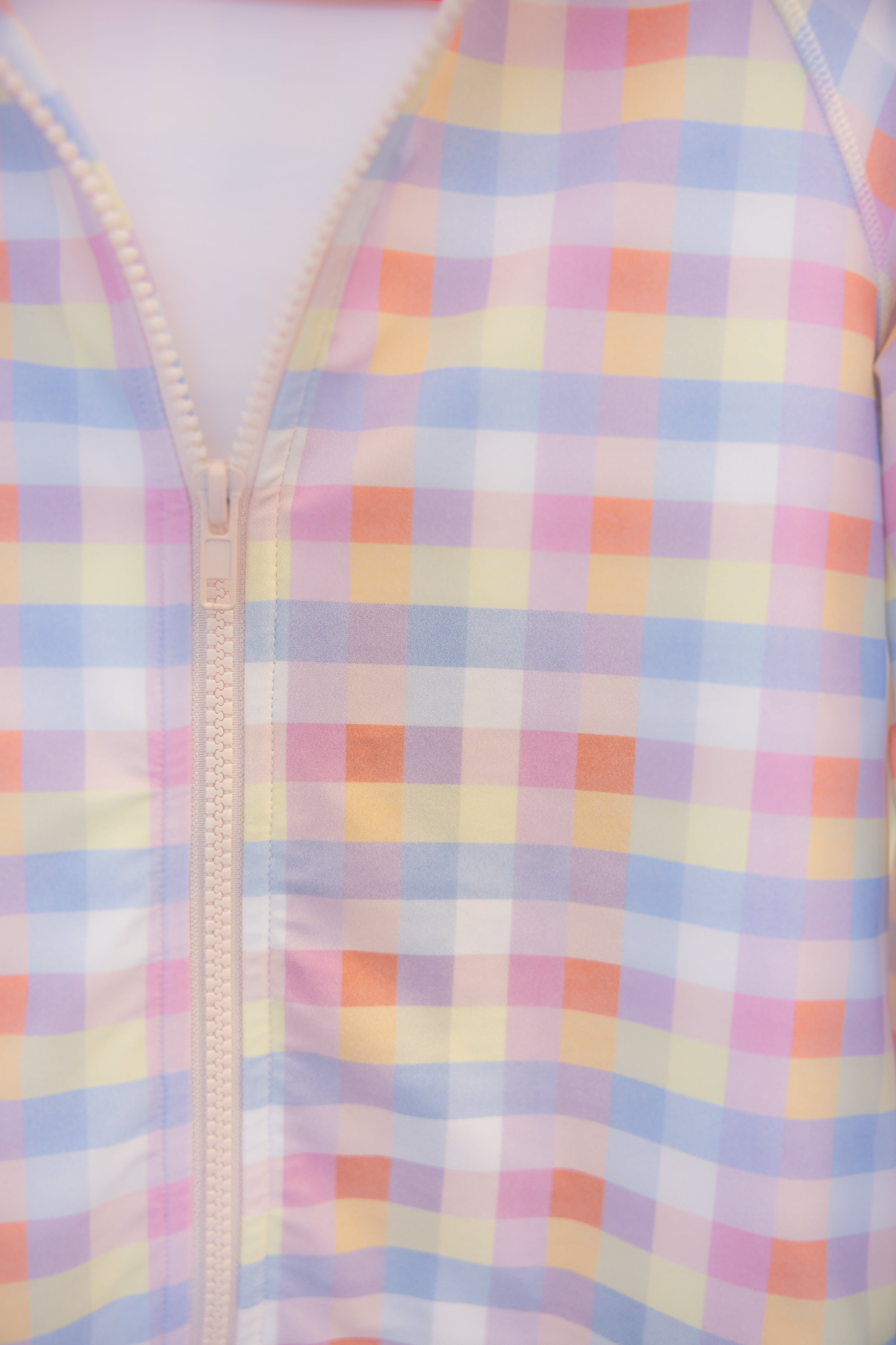 GIRLS: PREORDER NOW! The Adorable Carissa Light Blue Gingham Full Zip Rashguard