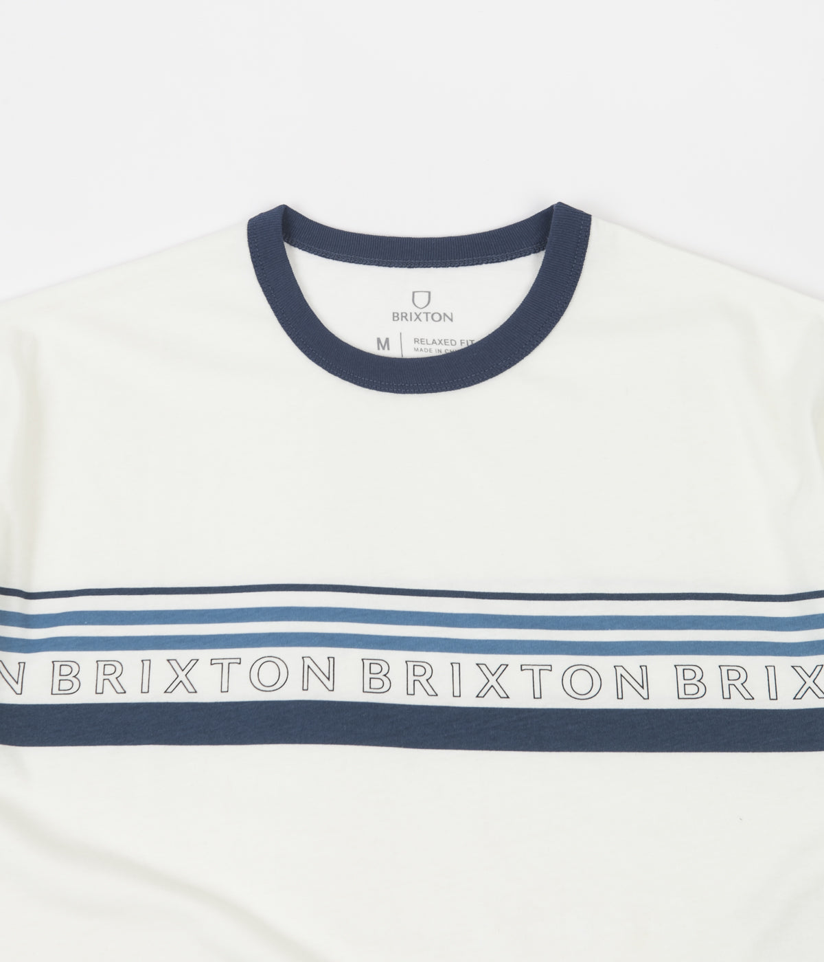 Brixton Hilt Alpha Line T-Shirt - Off White, Joe Blue & Casa Blanca