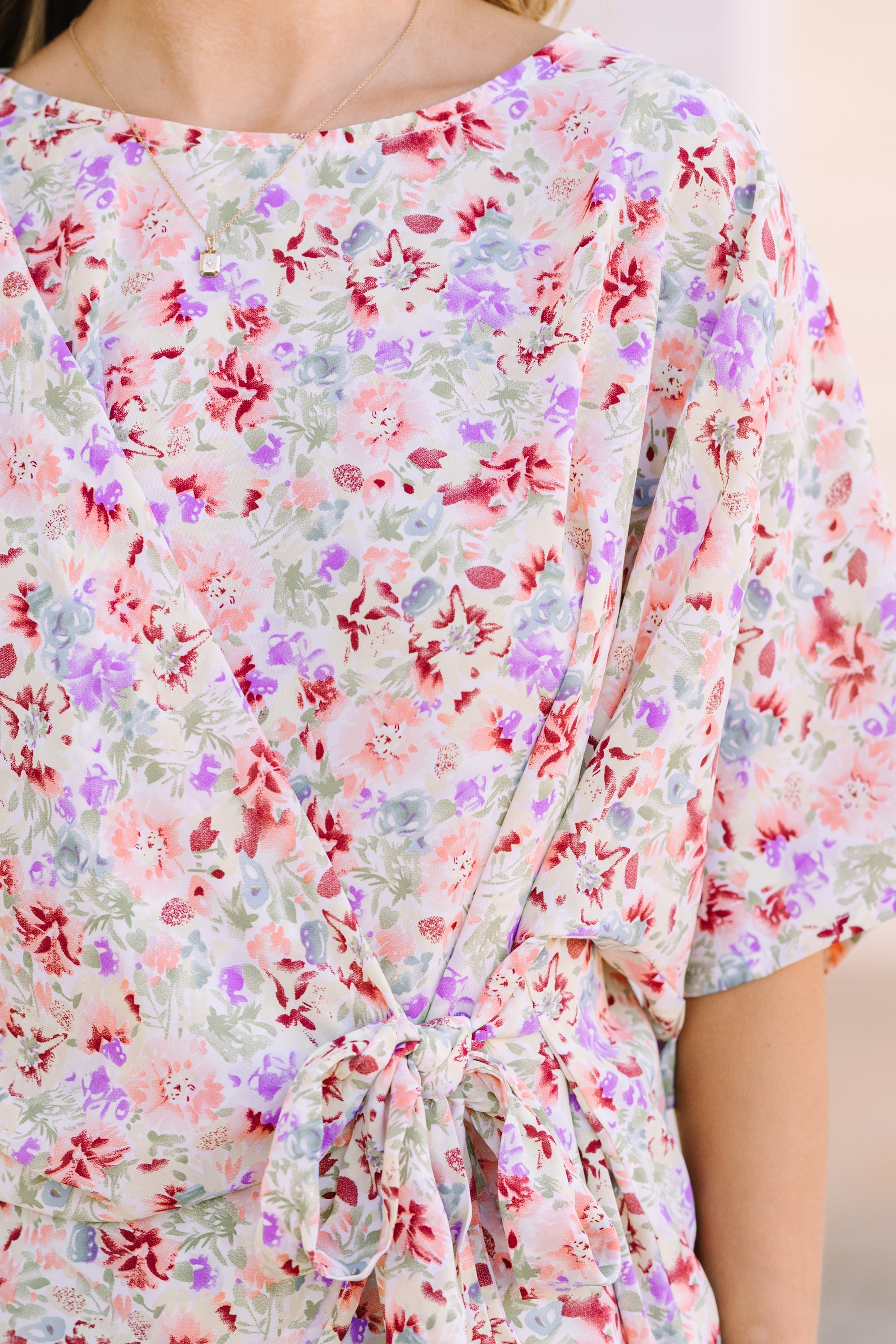 Enchanting Happy Thoughts Sage Green Floral Tied Blouse