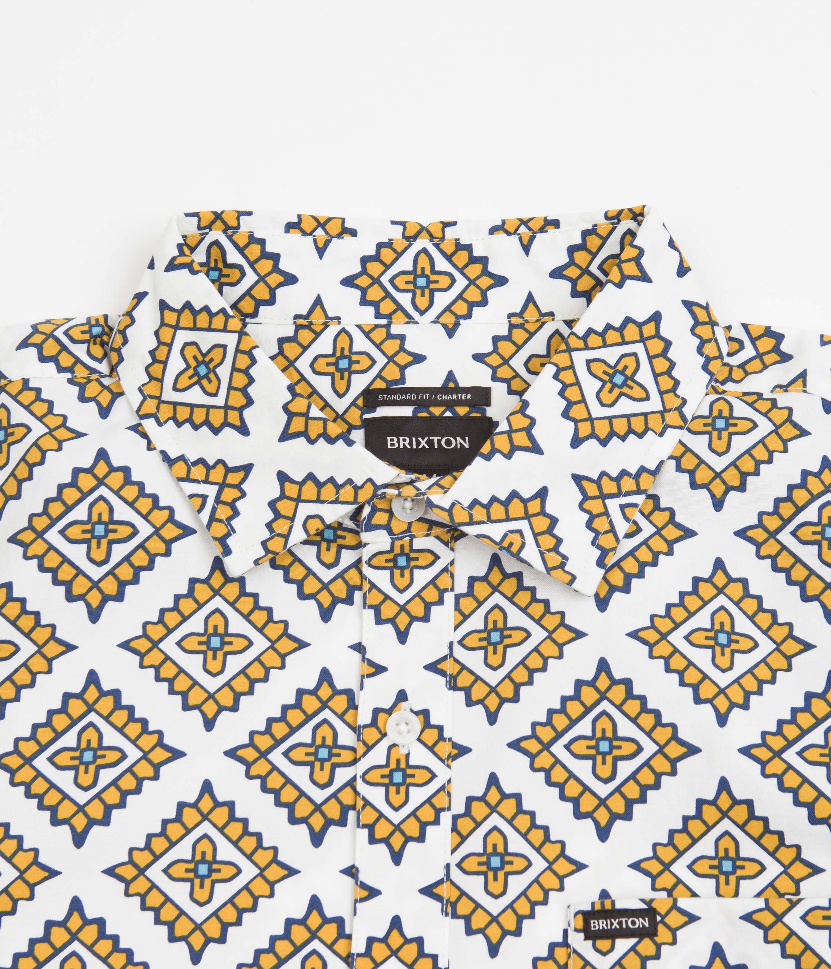 Brixton Charter Print Short Sleeve Shirt - Stylish Off White, Phoenix Orange & Joe B