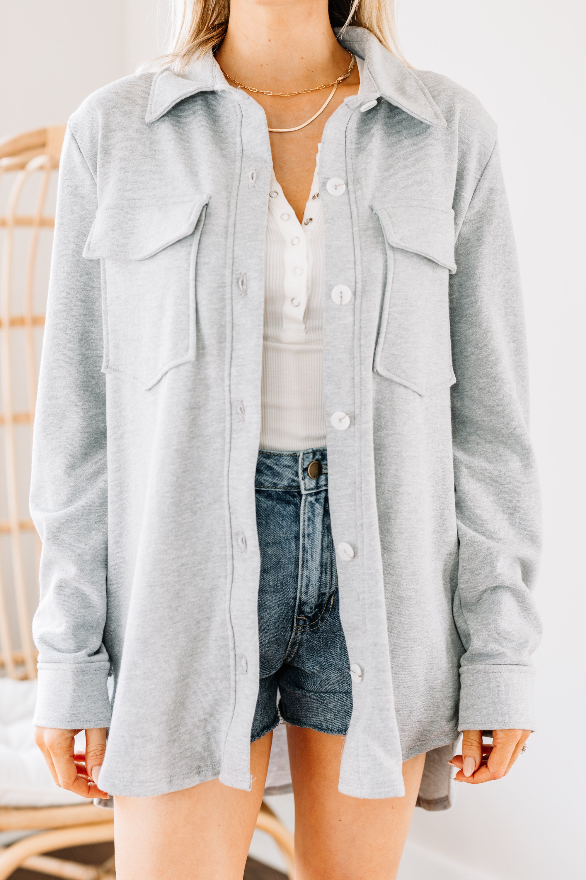 Stylish Charcoal Gray Shacket - Stand Out Everywhere