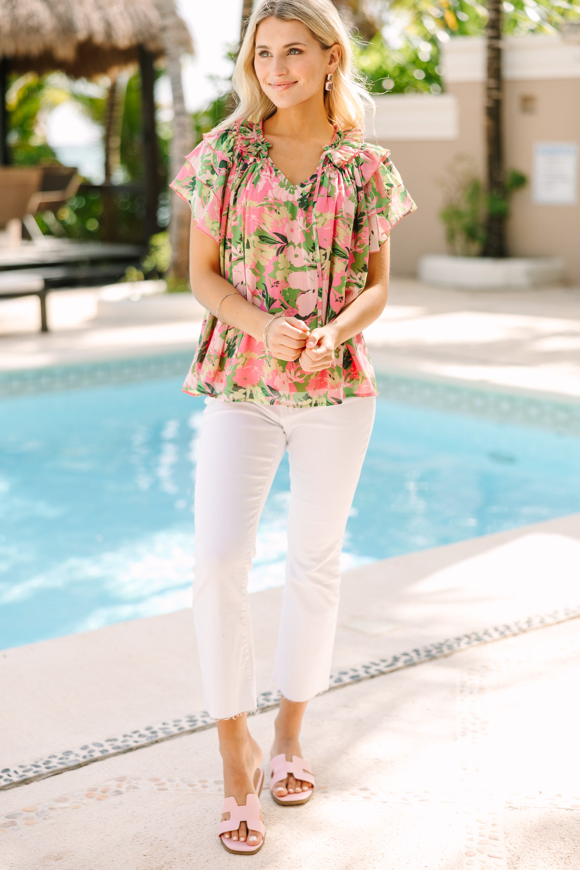 Be There Floral Pink Spring/Summer Floral Blouse