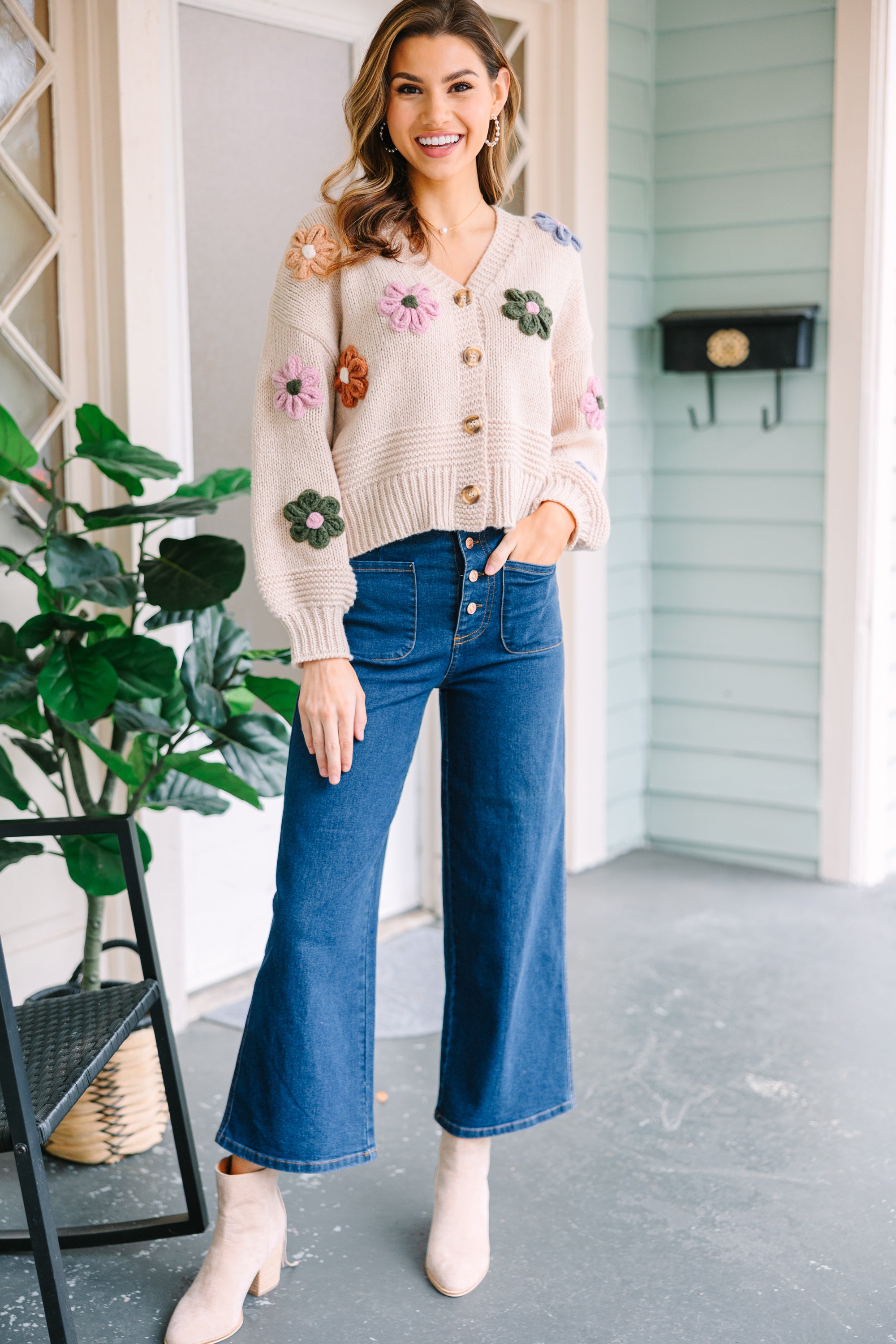 Ecru White Floral Cardigan - Feel Your Best!