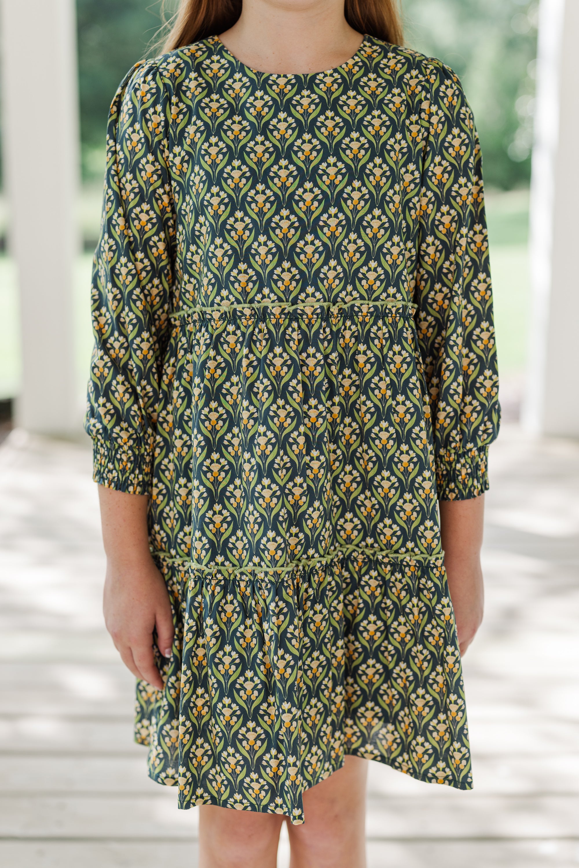 Gorgeous Girls' Navy Blue Medallion Print Dress - A Must - Have!