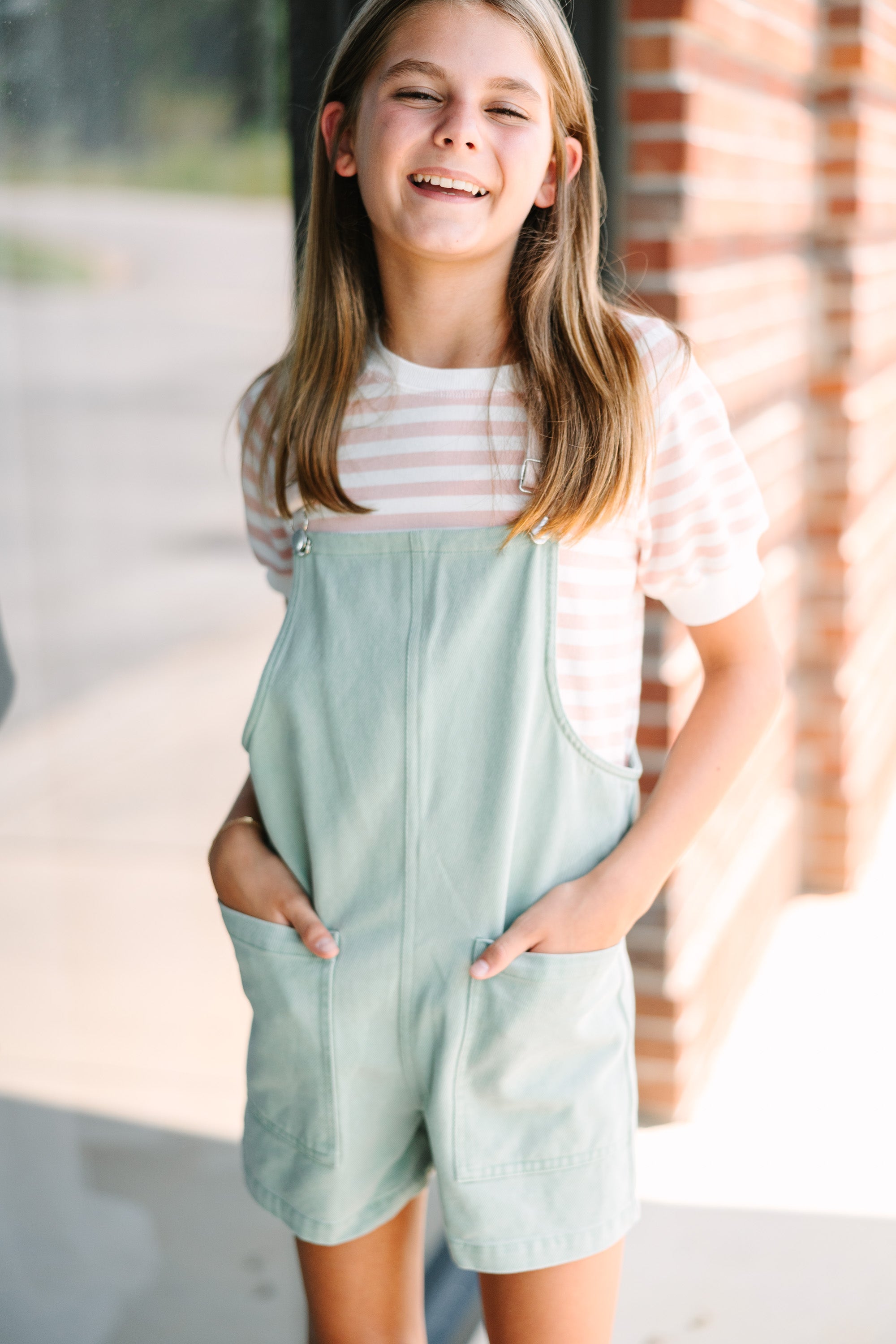 Girls' Playful Pink Striped Safety Tee