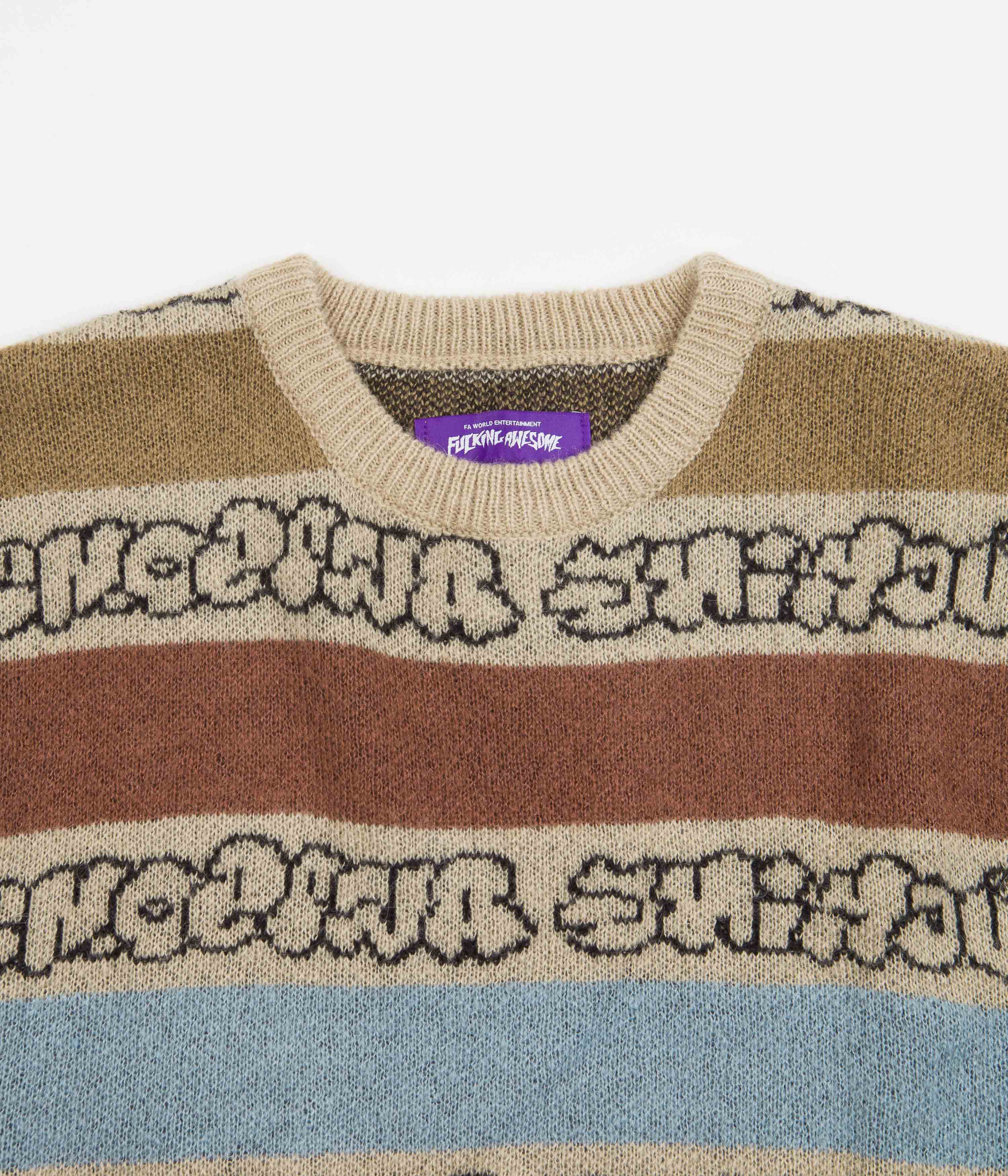 Fucking Awesome Inverted Wanto Brushed Crewneck Sweatshirt - Stunning Tan/Multi