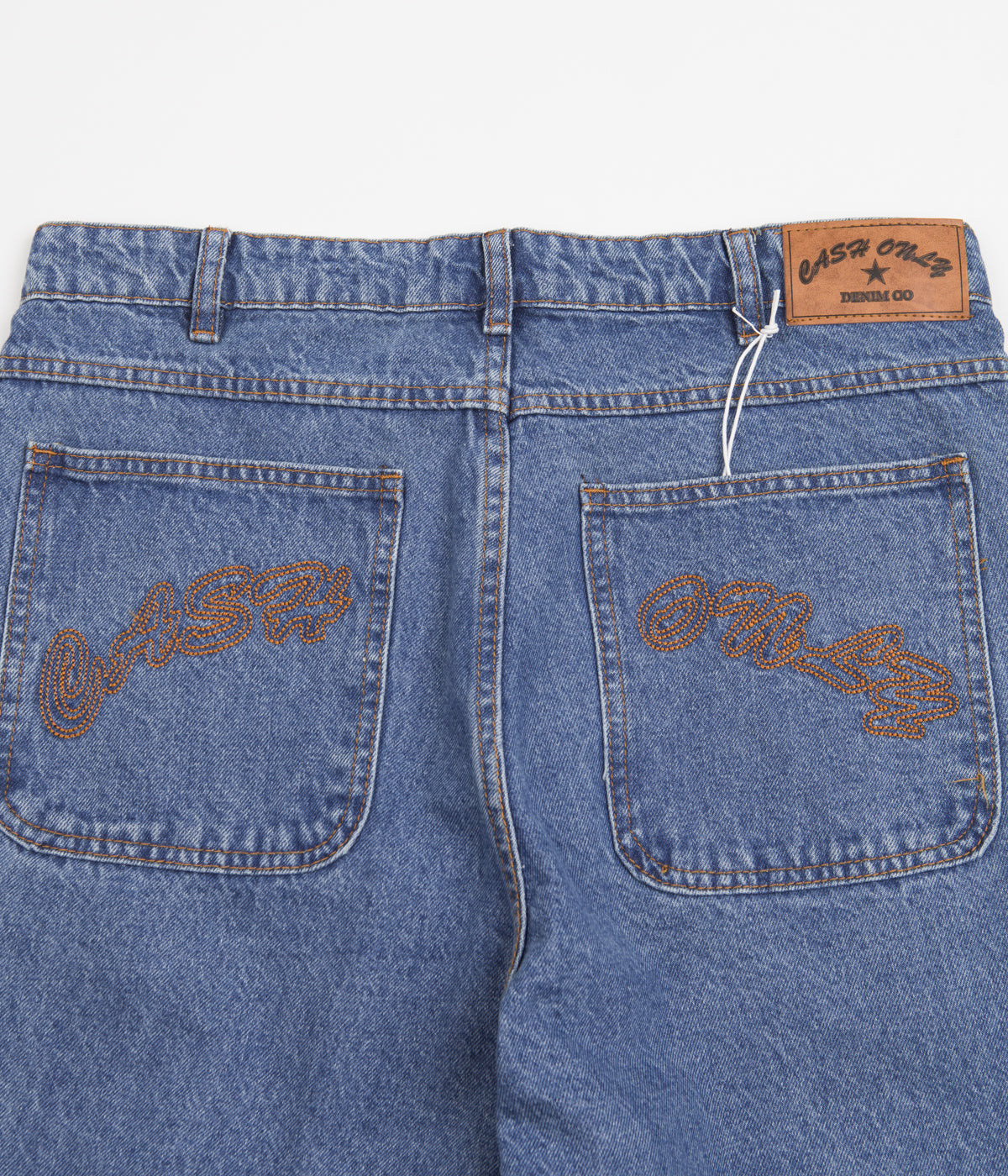 Cash Only Washed Indigo & Gold Baggy Jeans - Must-Have for Skate Lovers!