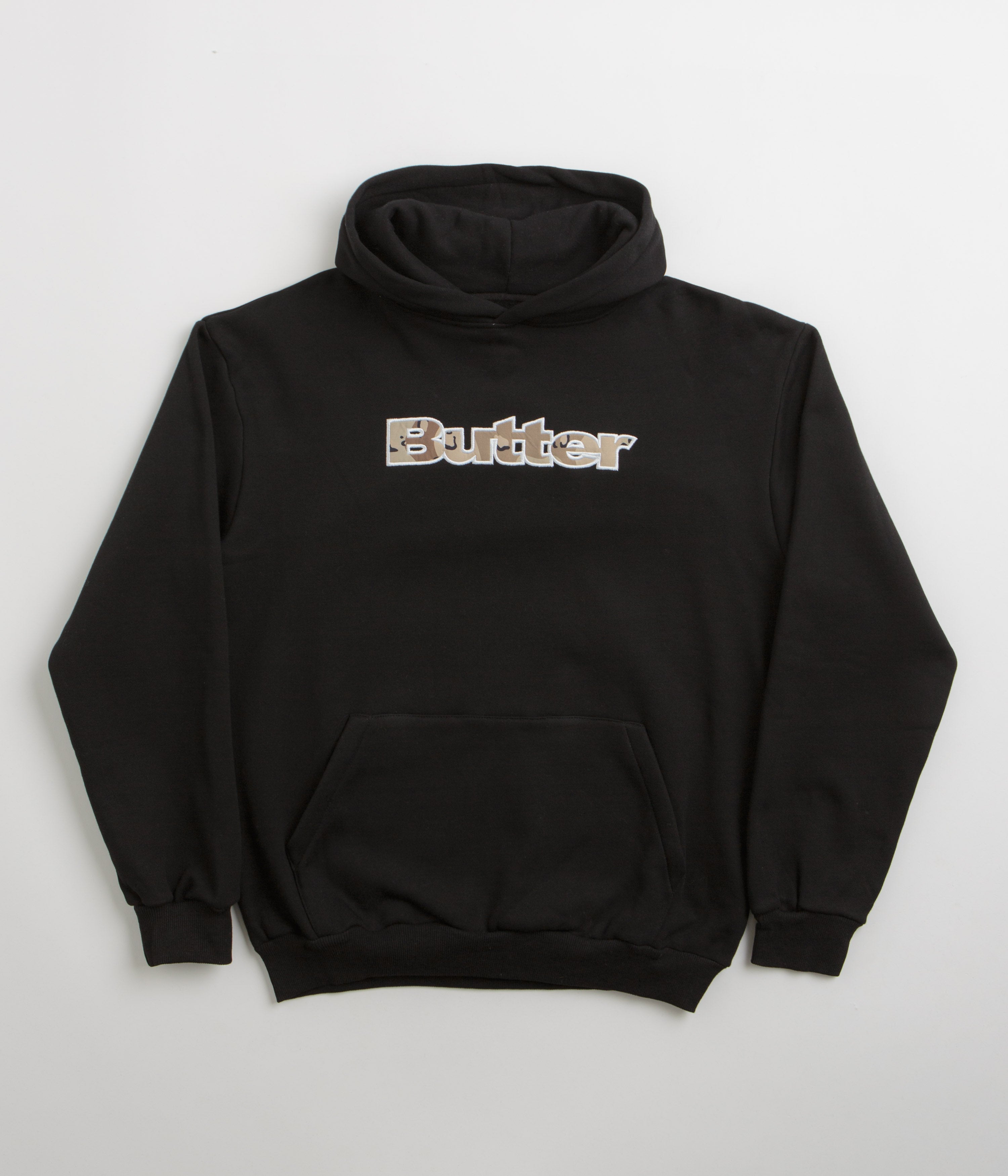 Butter Goods Black Logo Camo Applique Hoodie - A Must - Have Fashion Piece!
