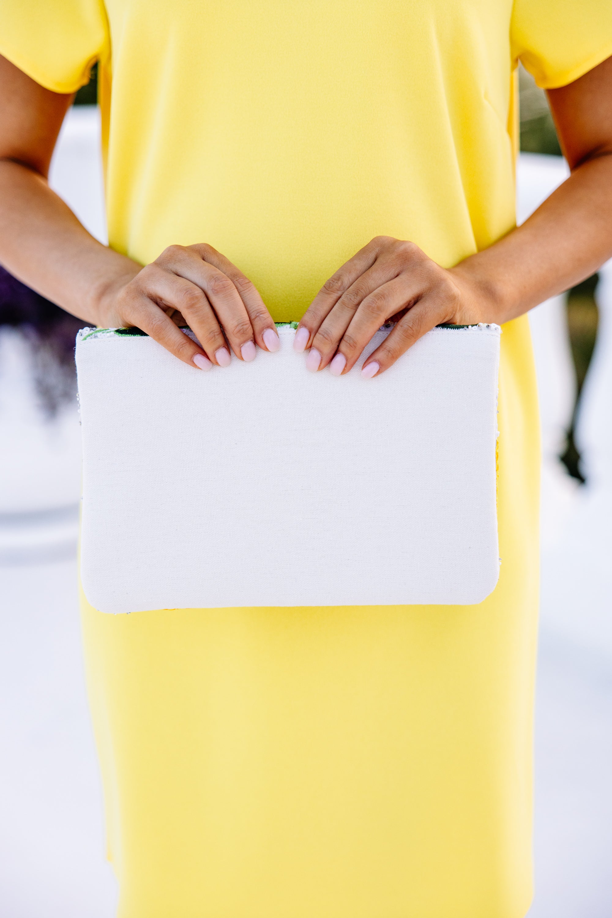 Irresistible Sweet White Citrus Beaded Clutch Purse