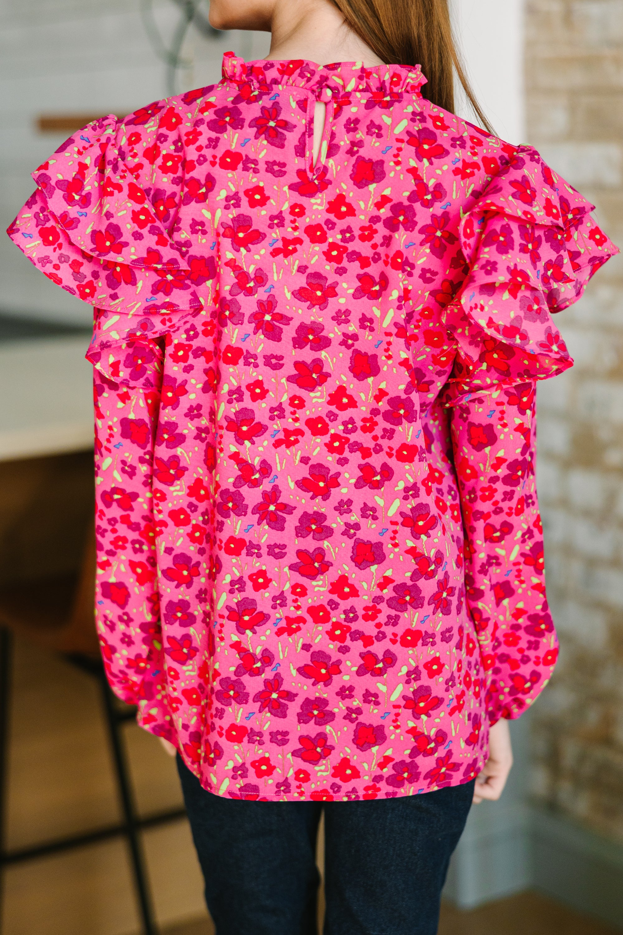Gorgeous Girls' Heart - Melting Pink Floral Blouse
