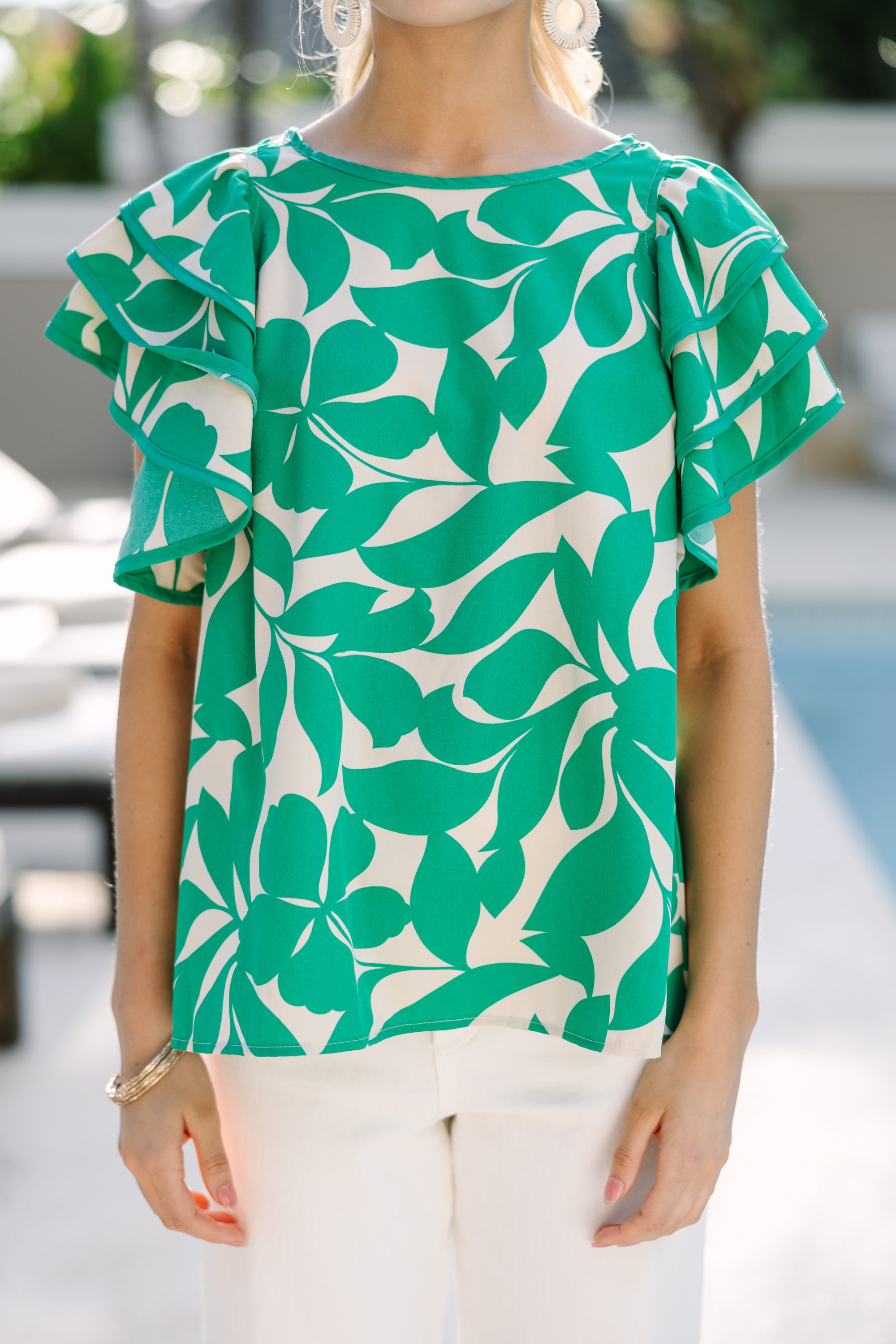 Gorgeous All-In Green Floral Blouse