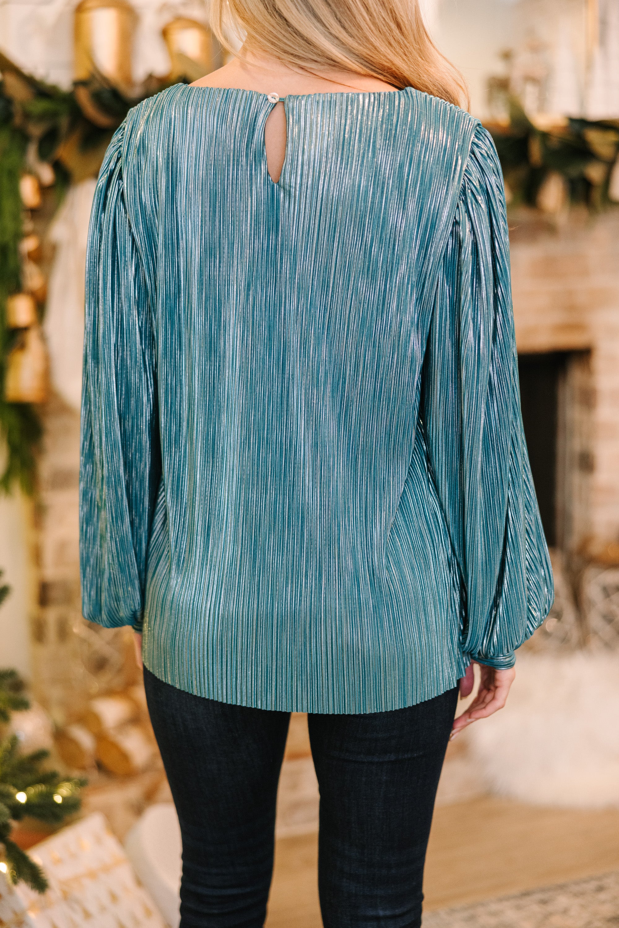 Glamorous Emerald Metallic Blouse - Must - Have for the Holidays!