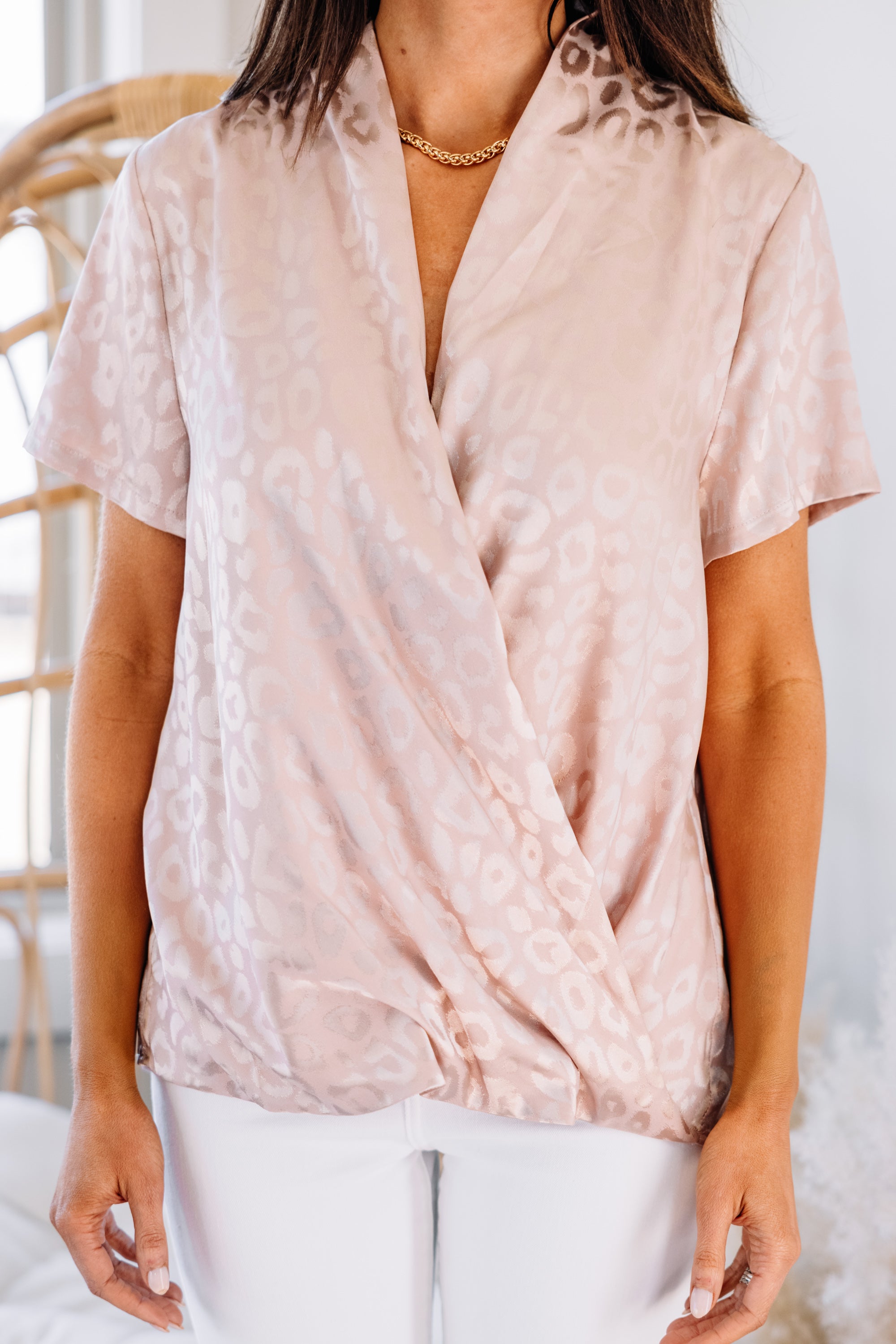 All My Love Blush Pink Satin Leopard Print Blouse - A Chic Must-Have