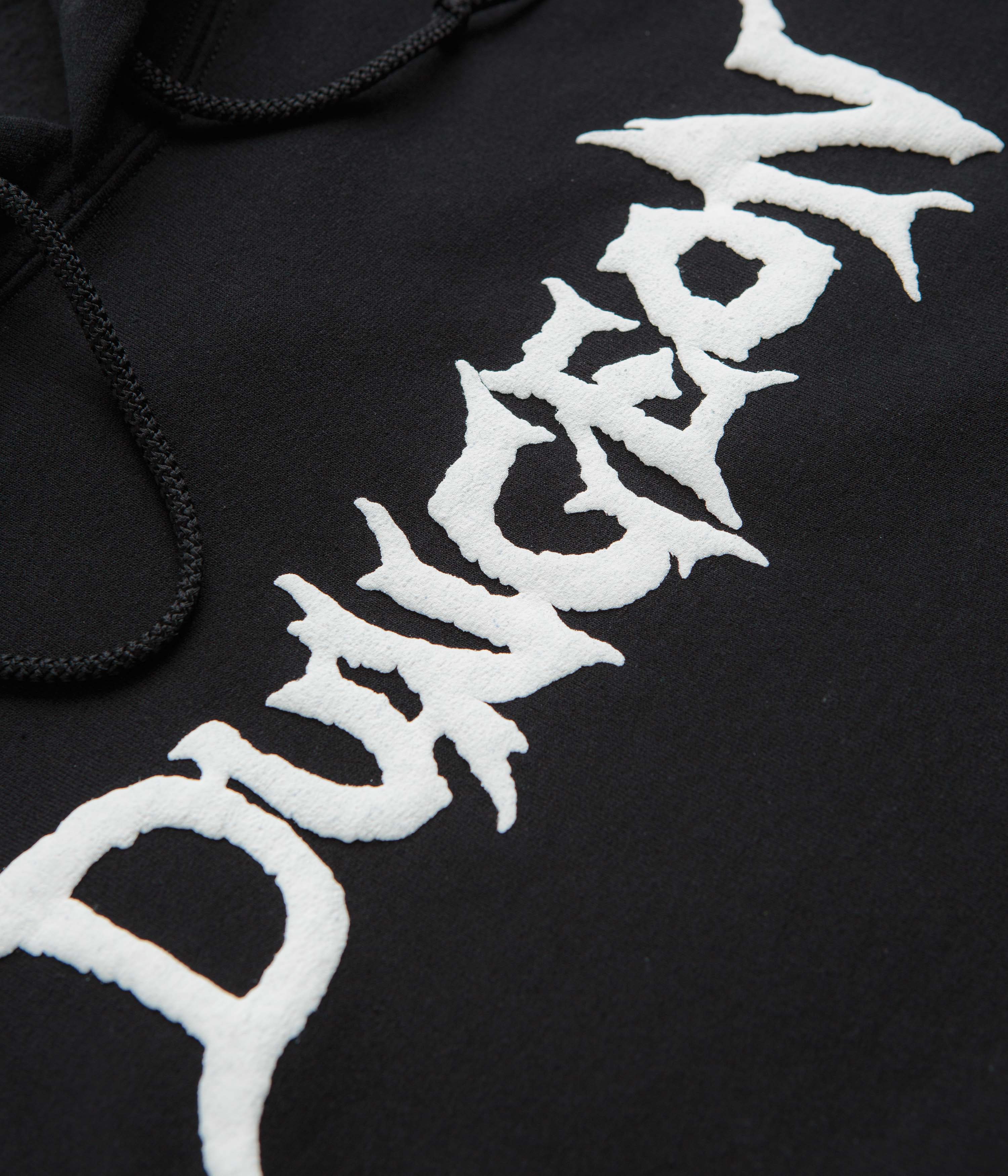 Stylish Dungeon Chain Logo Hoodie - Stunning Black & White Combo