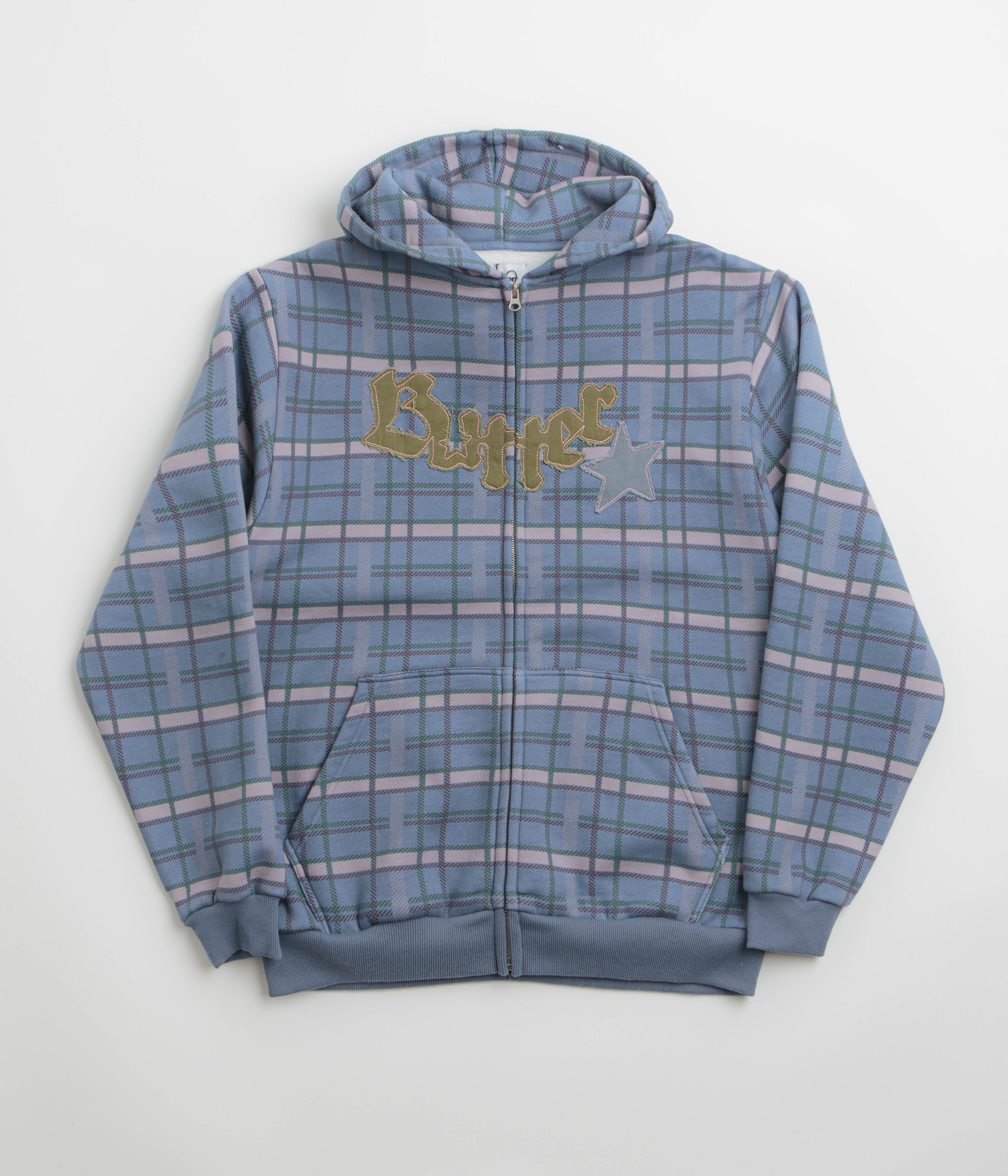 Butter Goods Edge Applique Zip-Thru Hoodie - Stylish Plaid