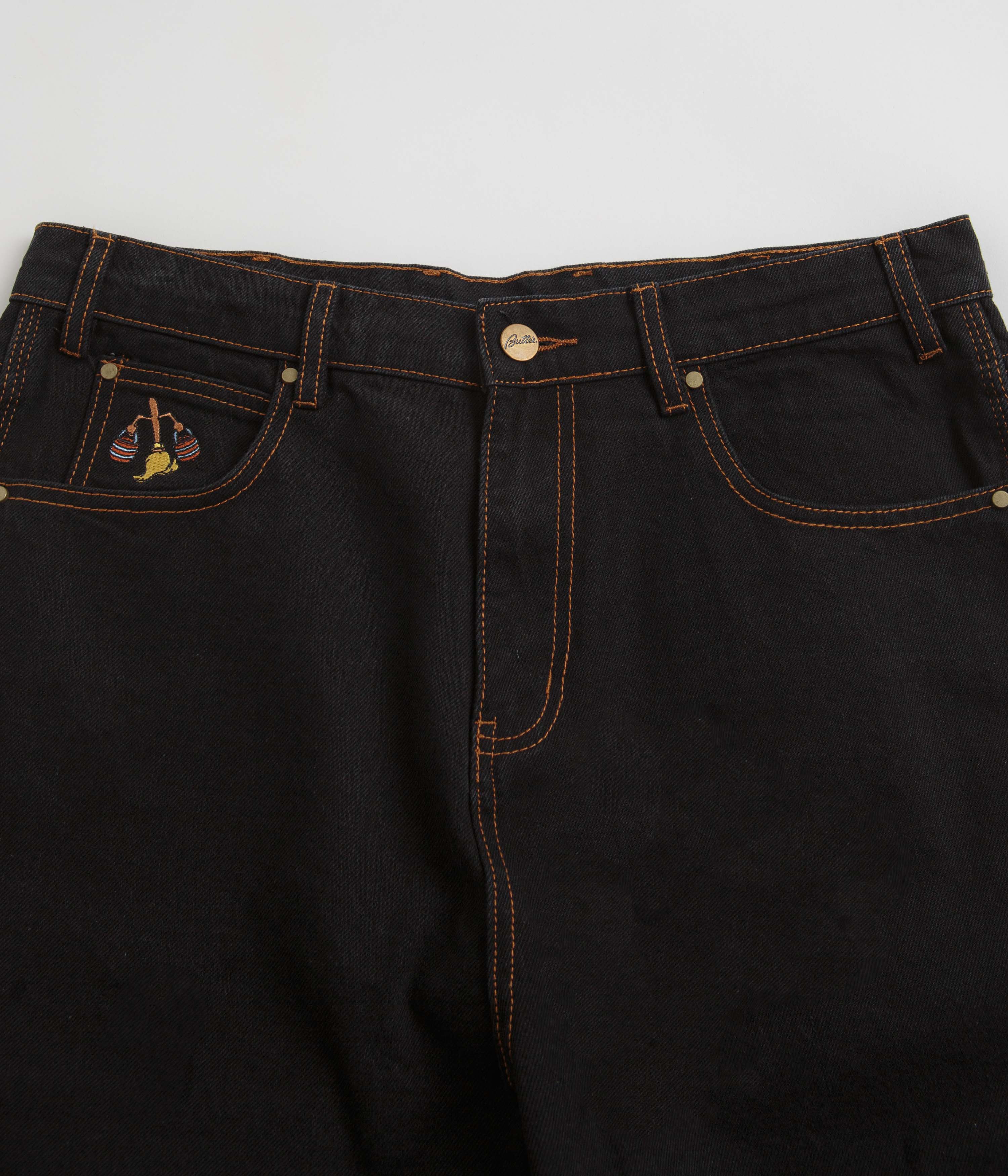 Butter Goods Sorcerer - Stunning Washed Black Baggy Denim Shorts