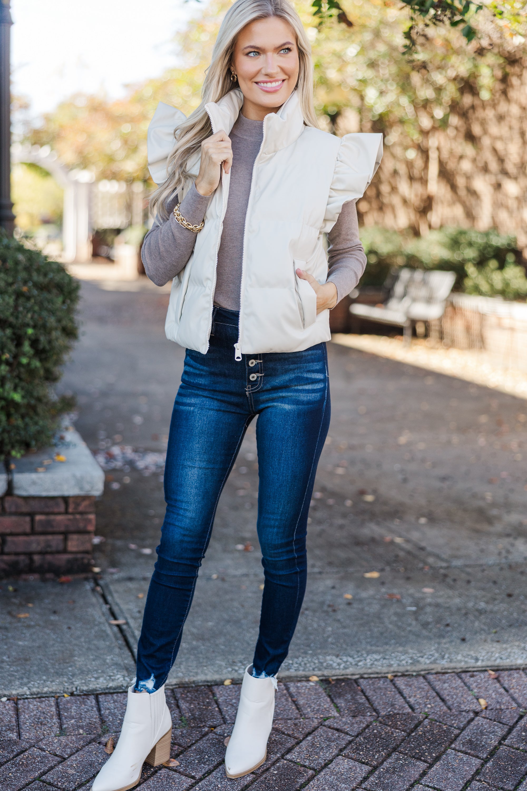 Gorgeous Happy To Be Here Cream White Puffer Vest - A Feminine Must-Have!