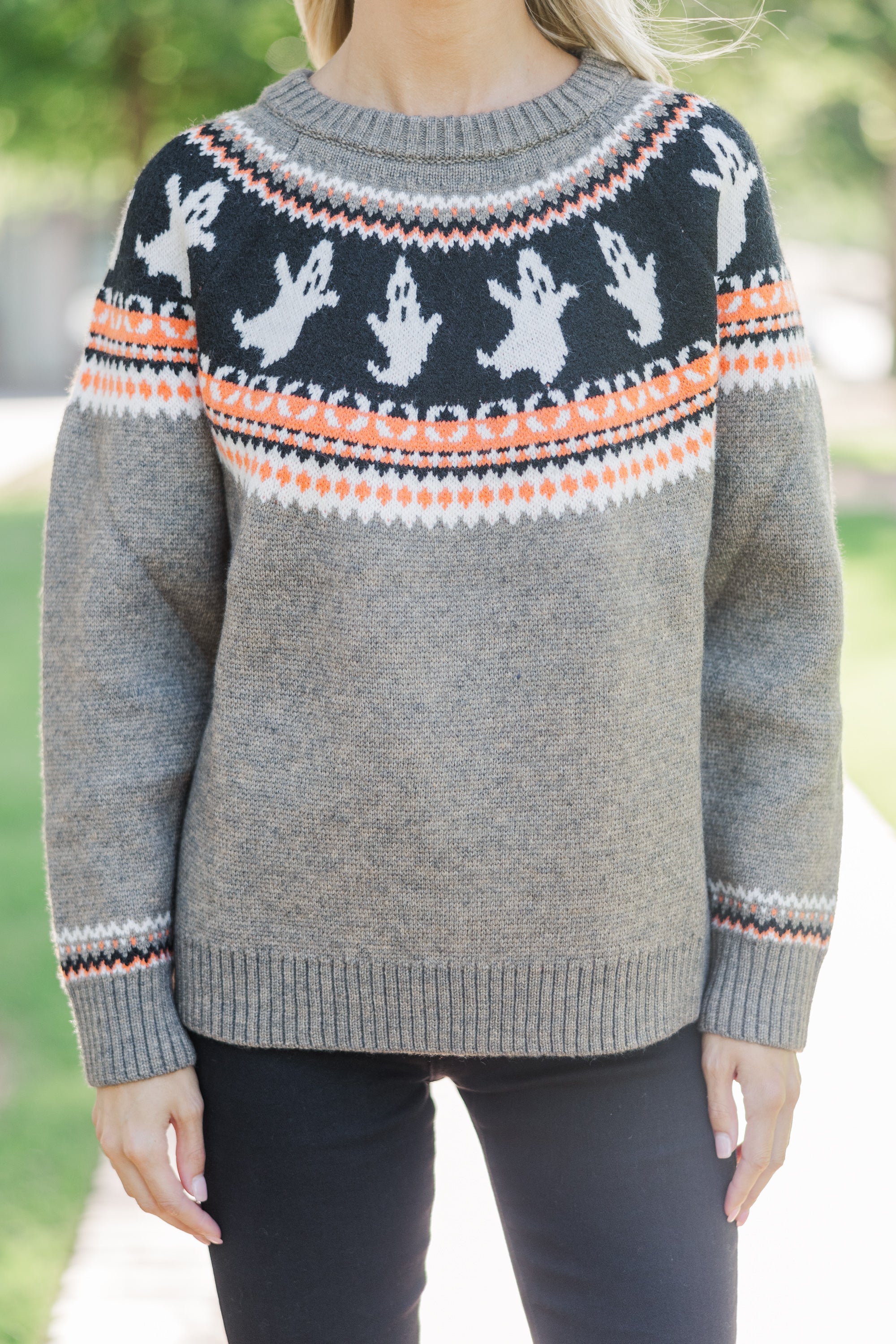 Enchanting Hallows' Eve Taupe Brown Halloween Sweater