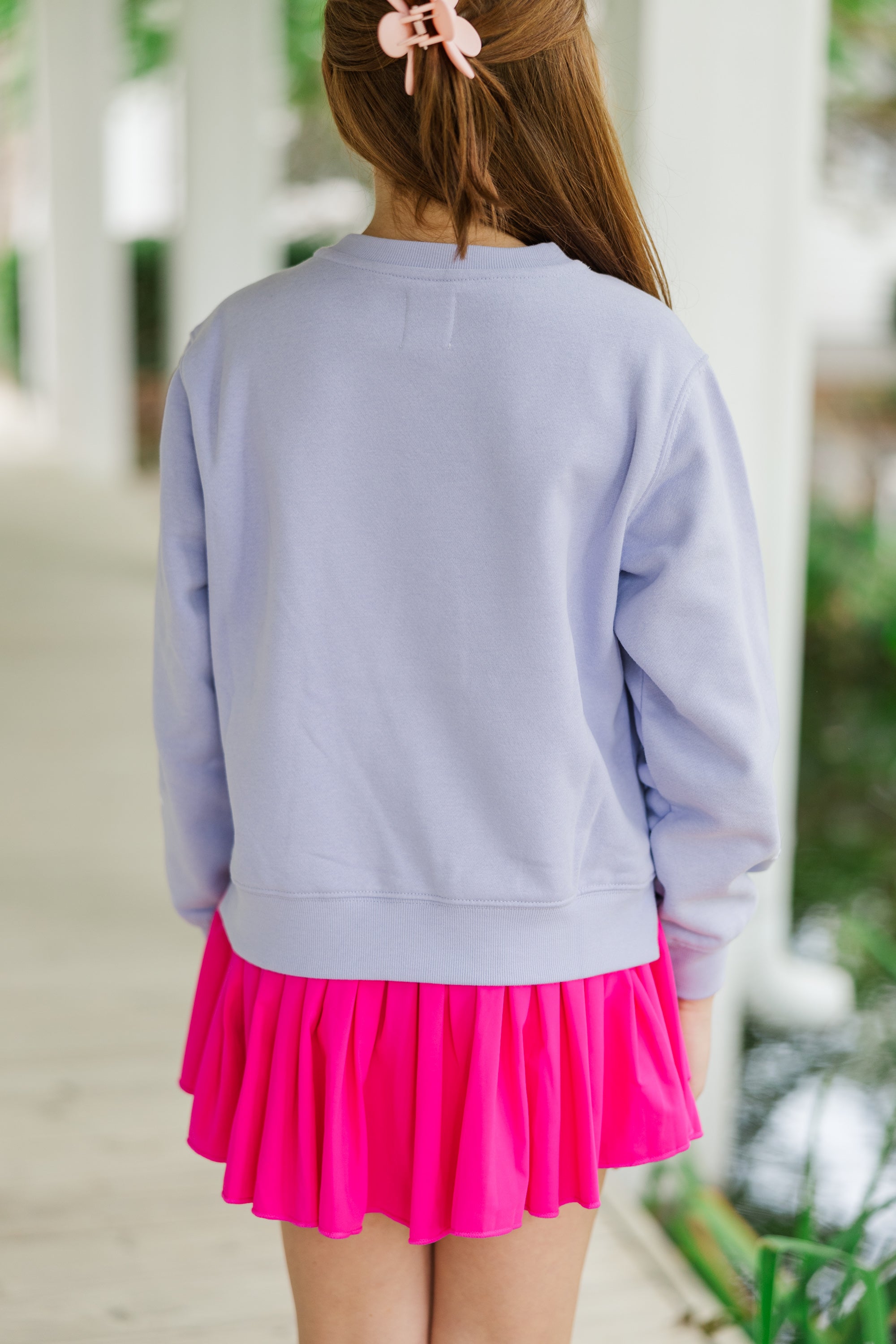 Girls' Lavender Purple Bow Sequin Sweatshirt: A Pretty Little Thing!