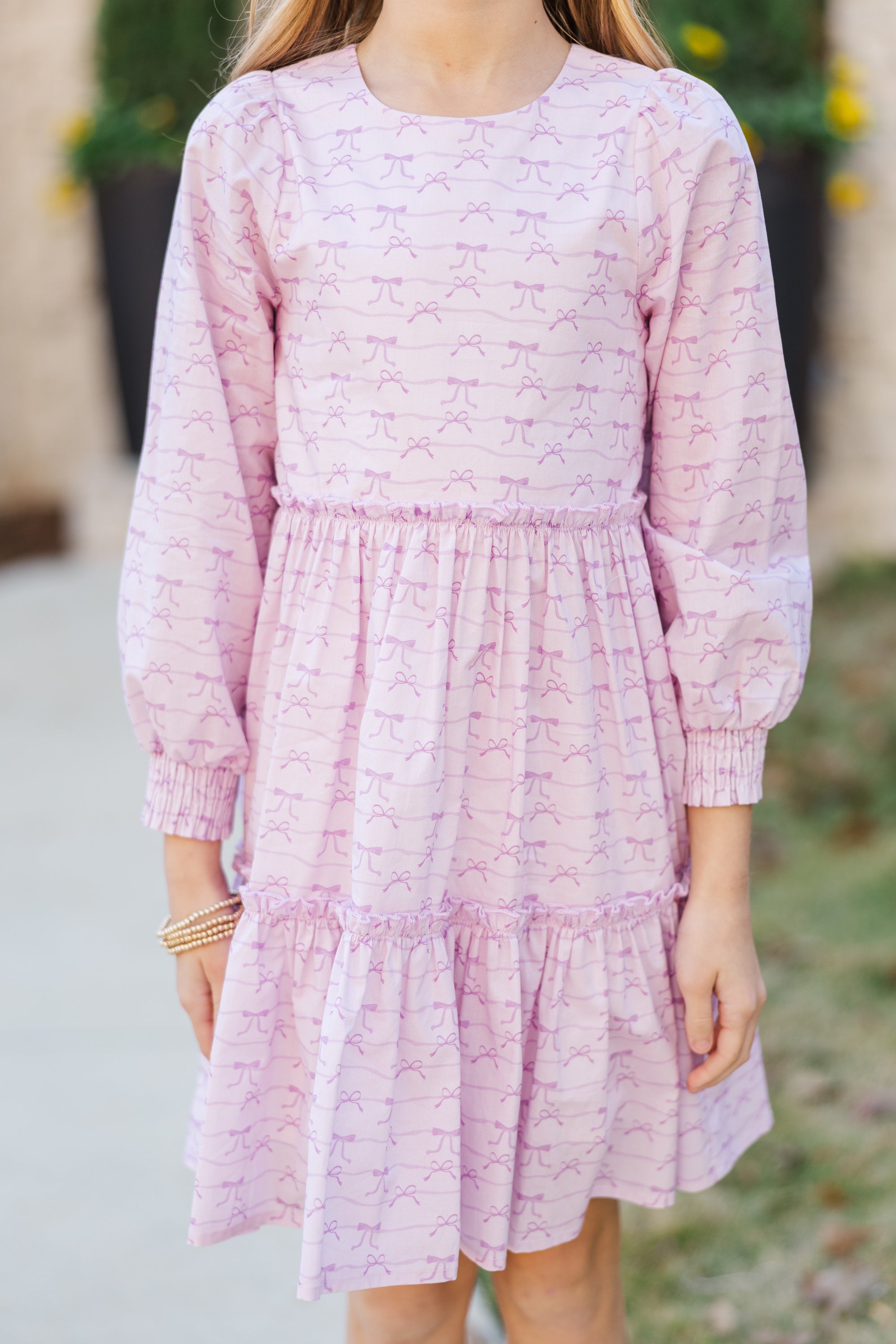 Girls' Lavender Bow Print Dress: A Must - Have for Special Days